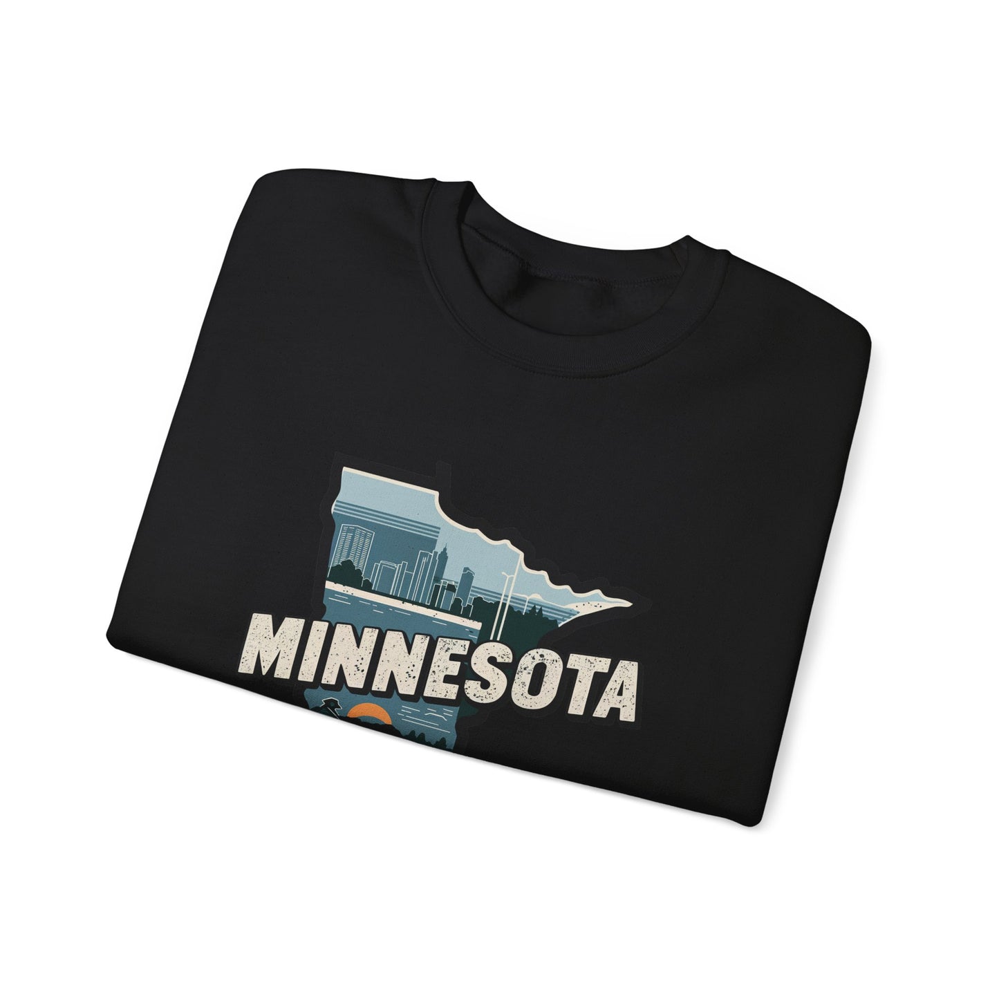 Minnesota state silhouette with skyline and loon Sweatshirt