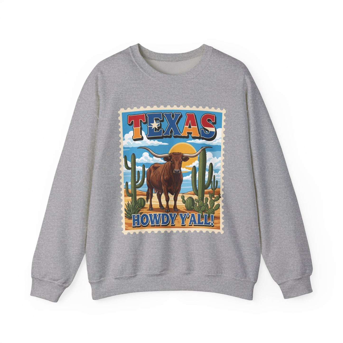 Texas Longhorn Illustration Crewneck Sweatshirt | Howdy Y'all Vintage Western