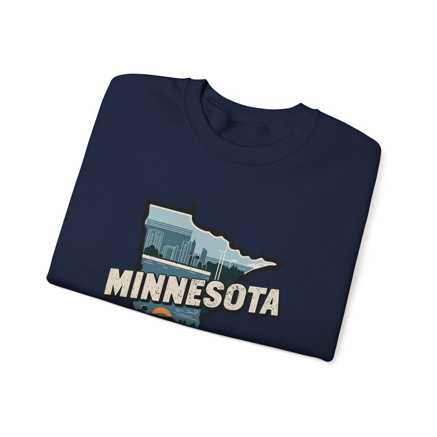 Minnesota state silhouette with skyline and loon Sweatshirt