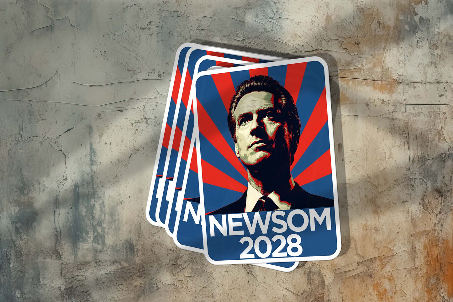 Newsom 2028 Vinyl Sticker – Bold Retro Political Campaign Decal