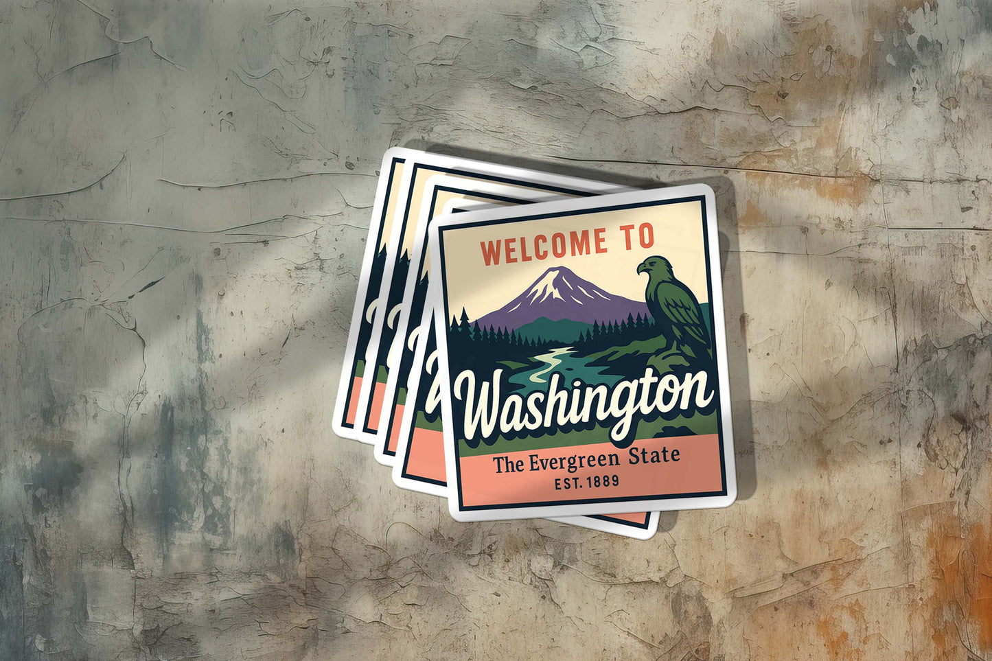 Welcome to Washington Vinyl Sticker – Vintage State Travel Decal