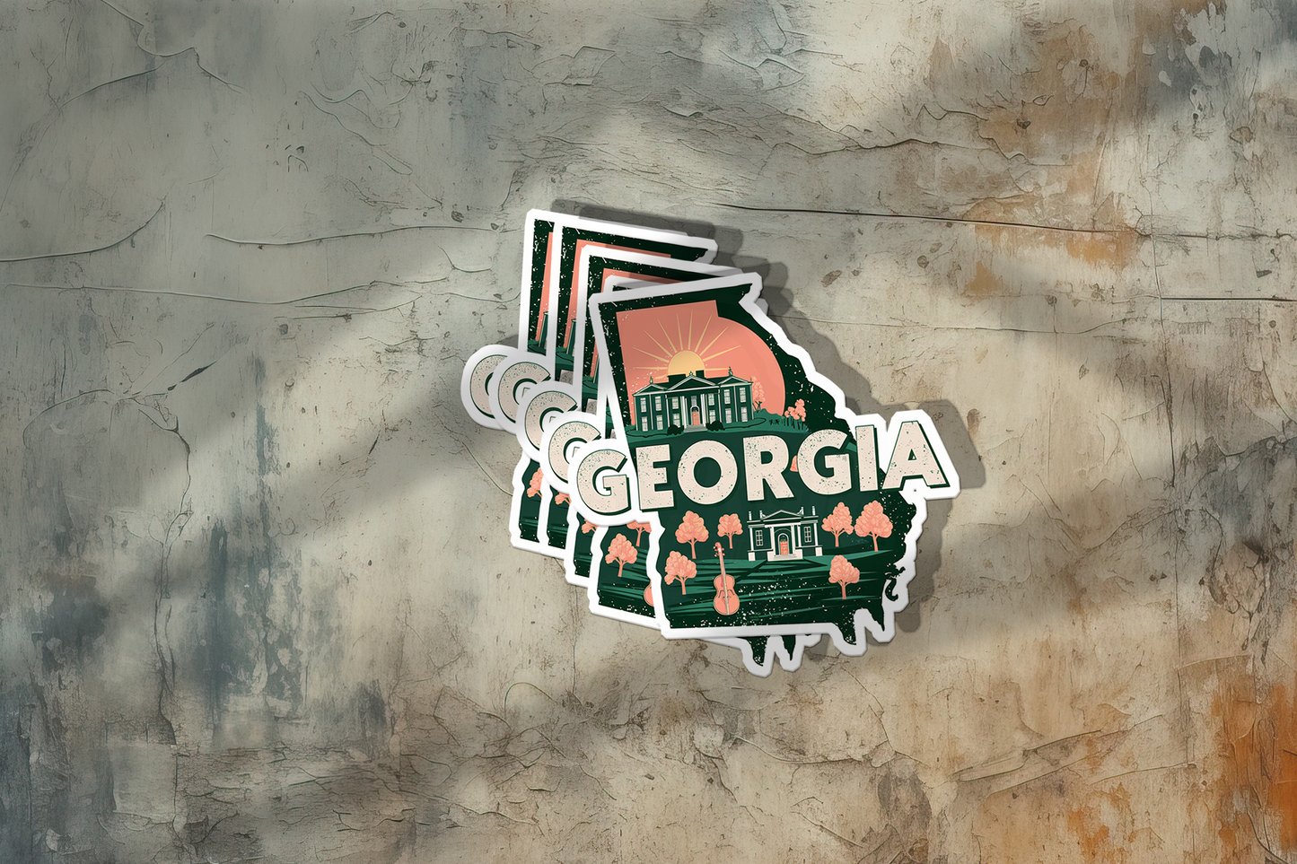 Retro Vinyl State Sticker - Georgia