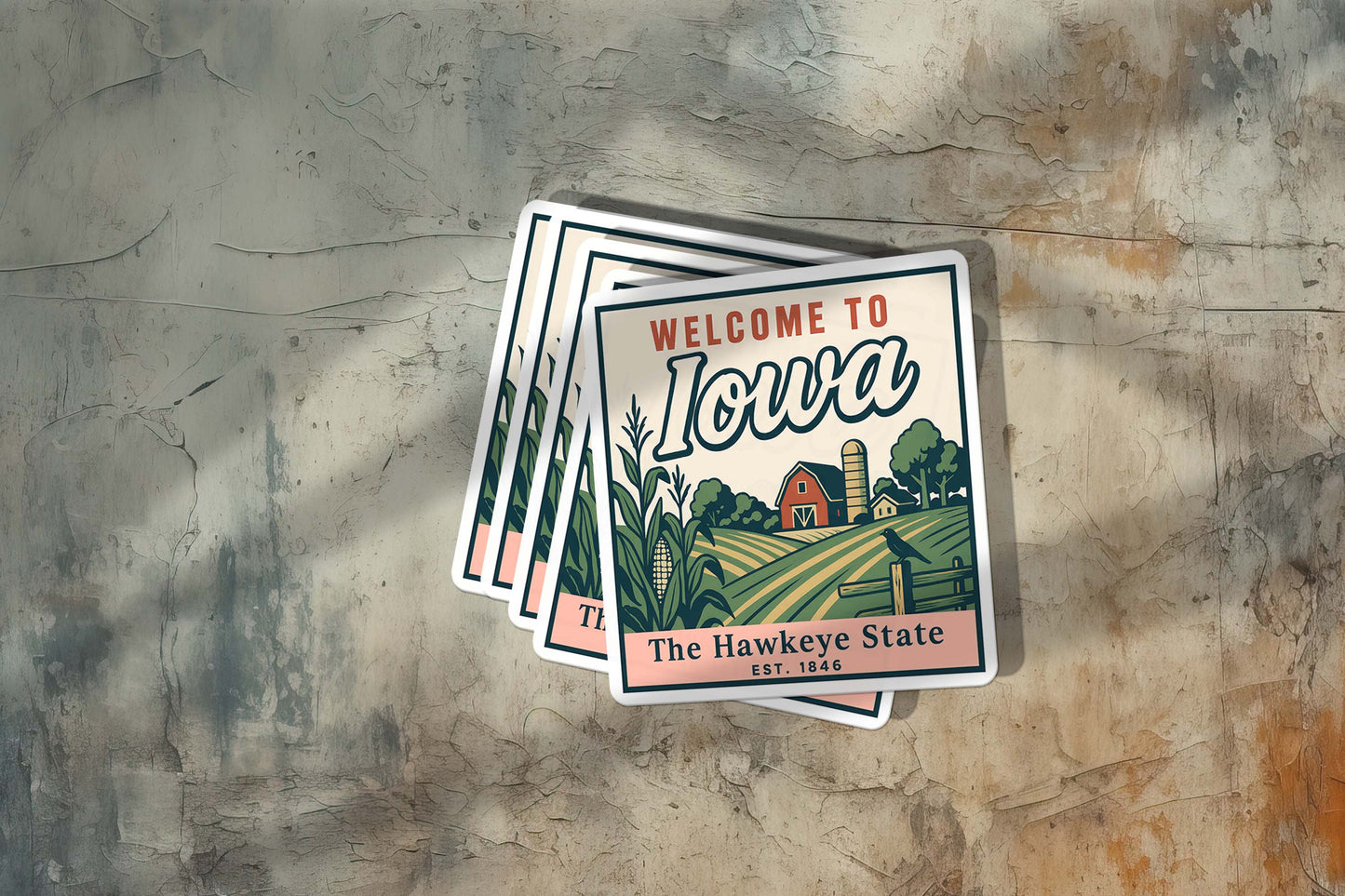 Welcome to Iowa Vinyl Sticker – Vintage State Travel Decal