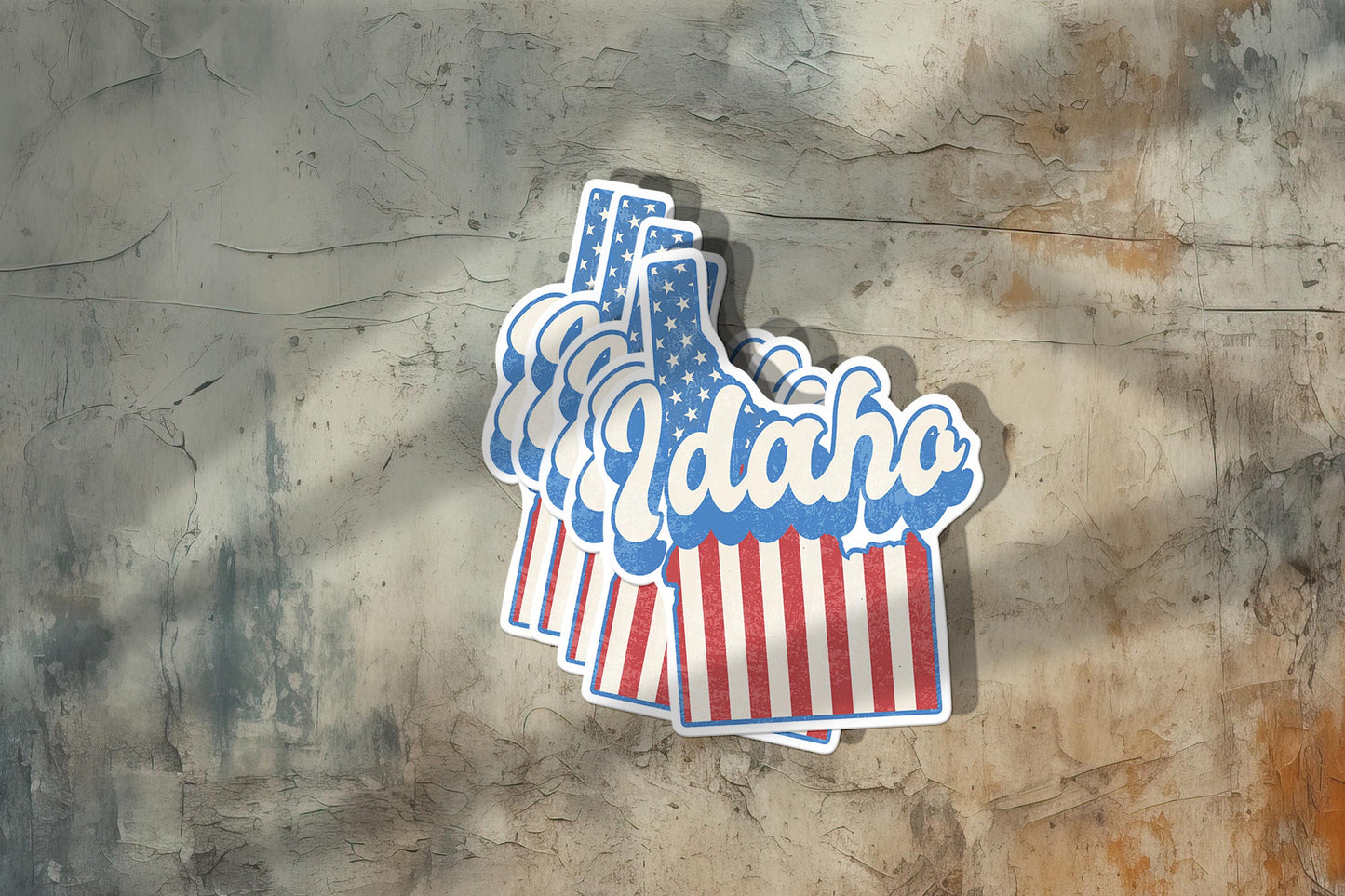 Iowa State Sticker with American Flag Background | Weatherproof Vinyl Decal