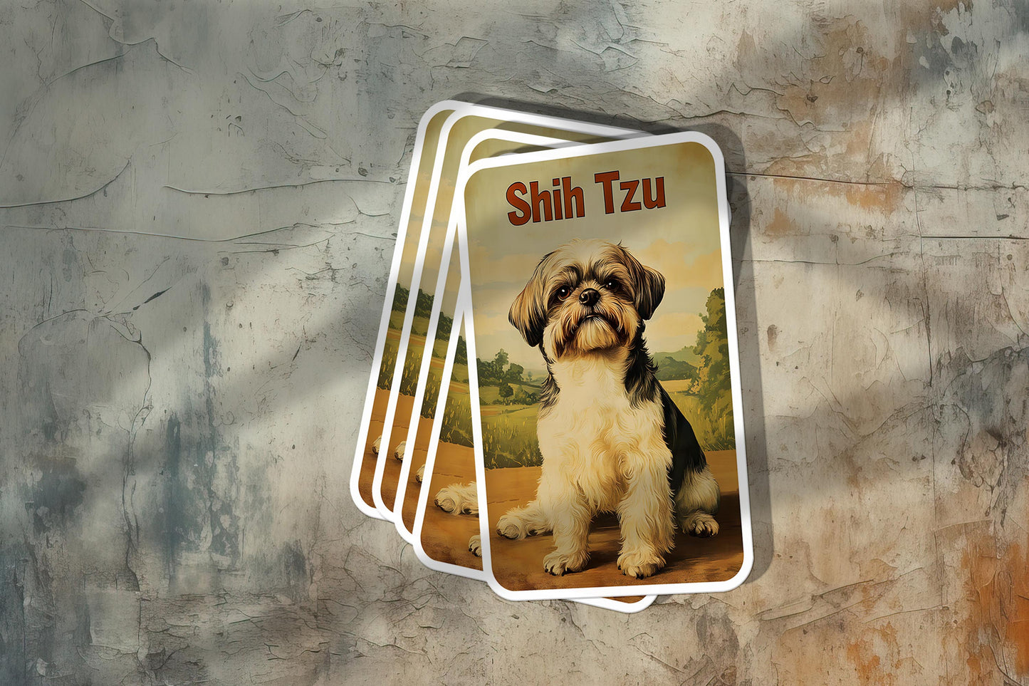 Vintage Shih Tzu Sticker – Durable Vinyl Sticker