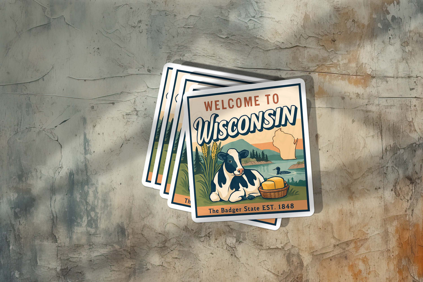Welcome to Wisconsin Vinyl Sticker – Vintage State Travel Decal