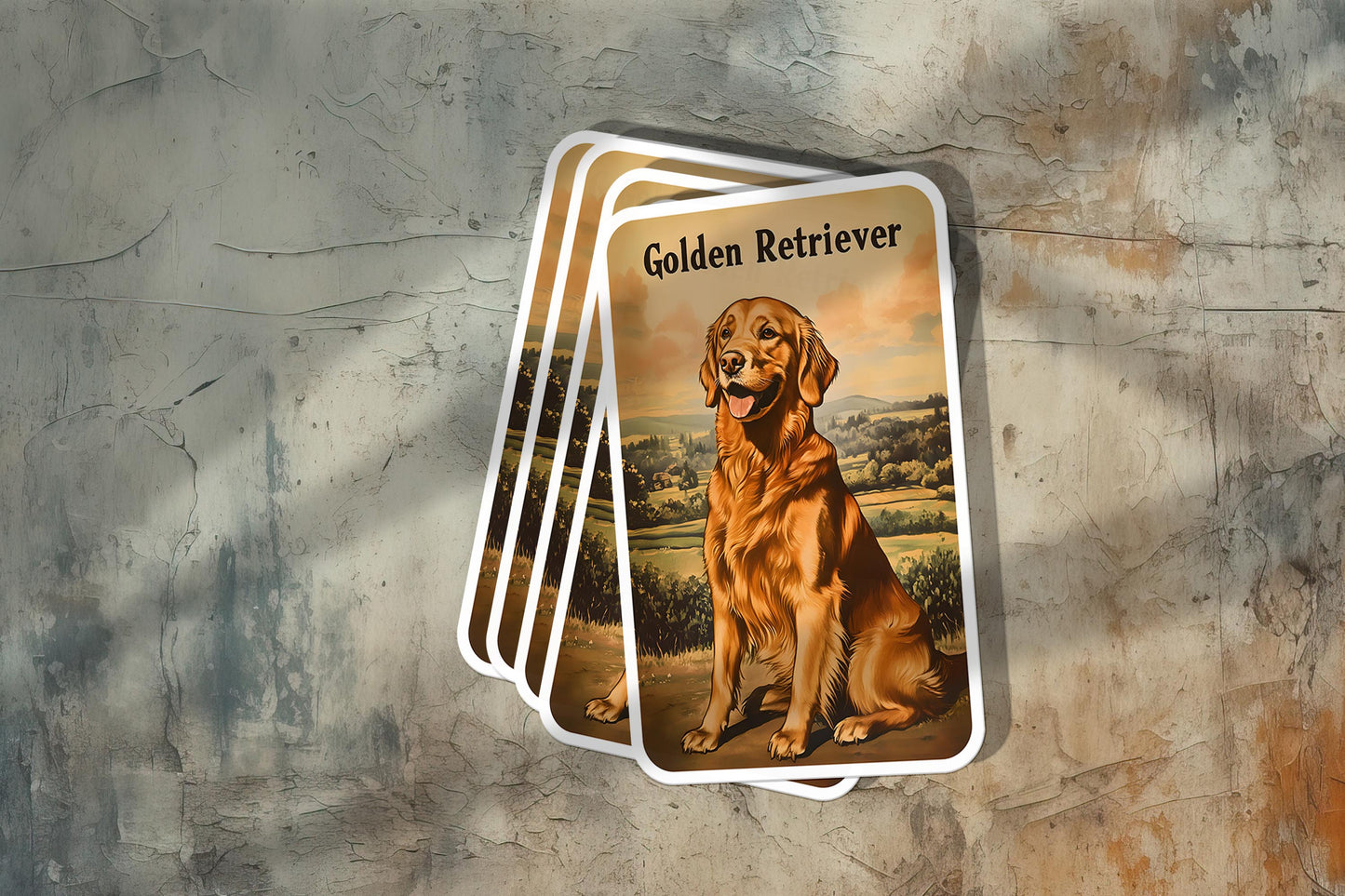 Vintage Golden Retriever Sticker – Durable Vinyl Sticker