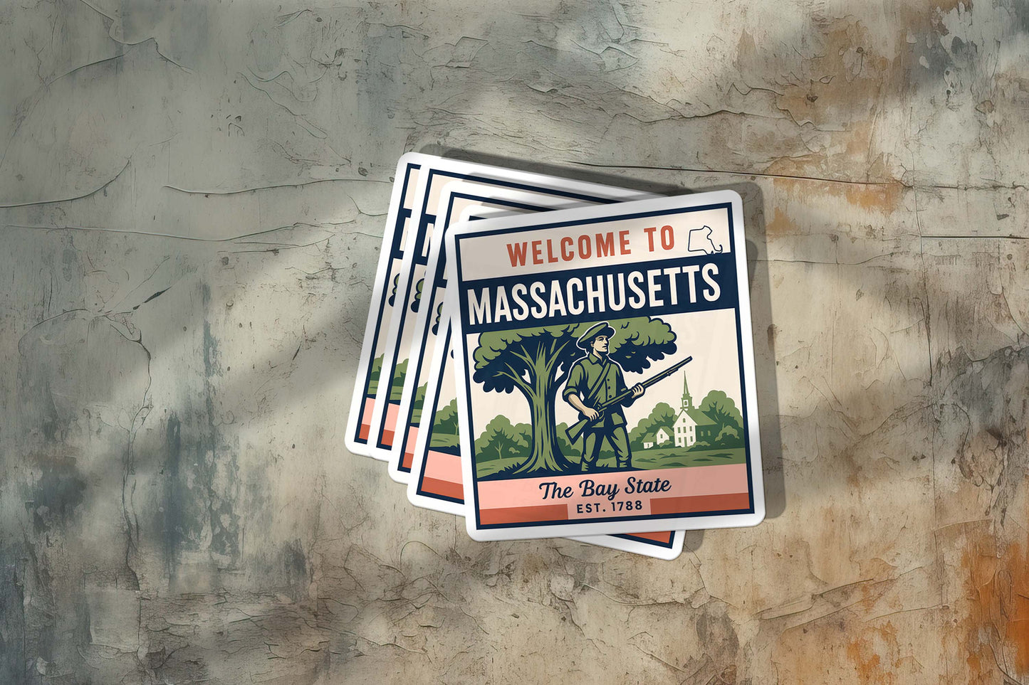 Welcome to Massachusetts Vinyl Sticker – Vintage State Travel Decal