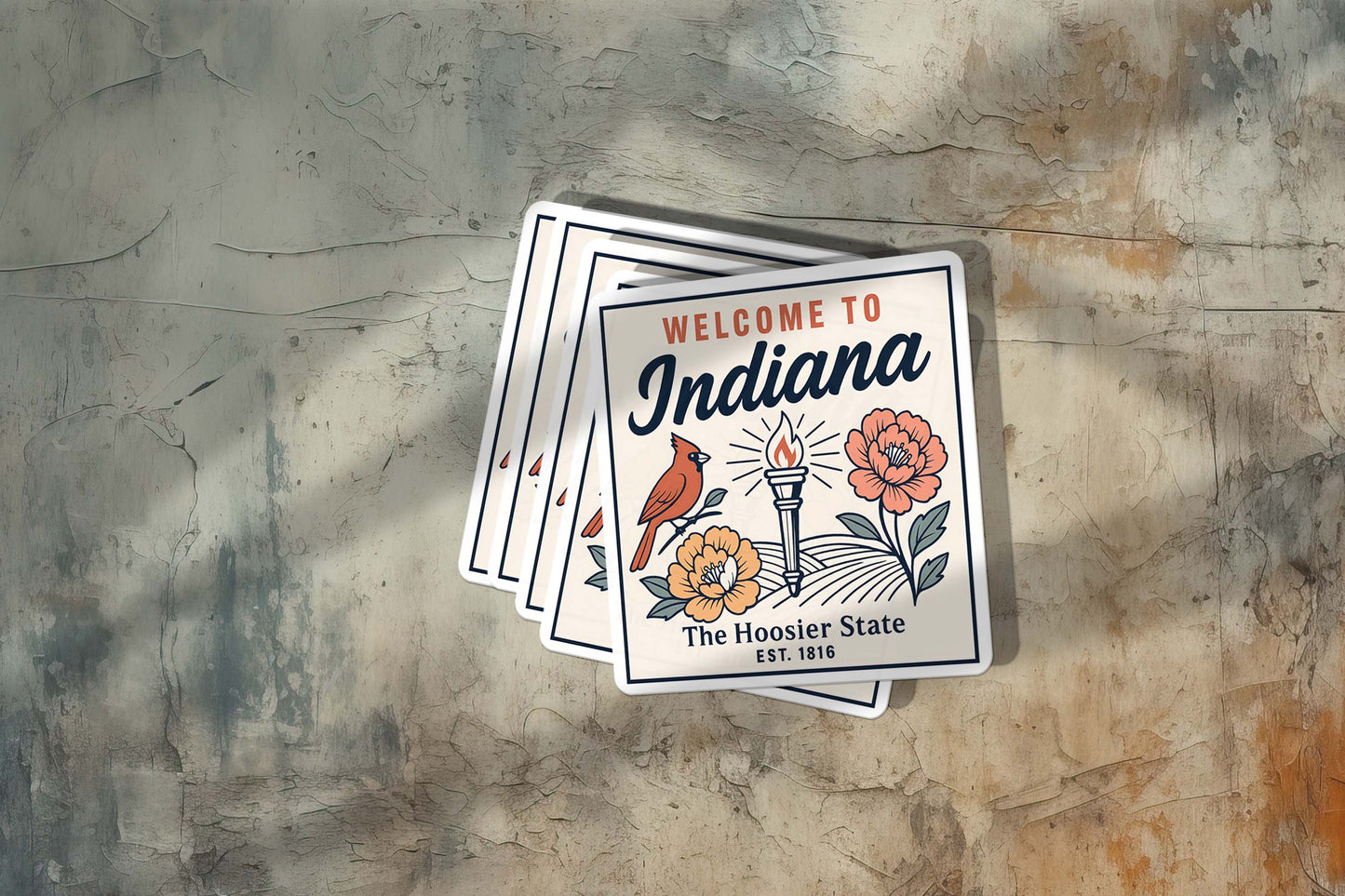 Welcome to Indiana Vinyl Sticker – Vintage State Travel Decal