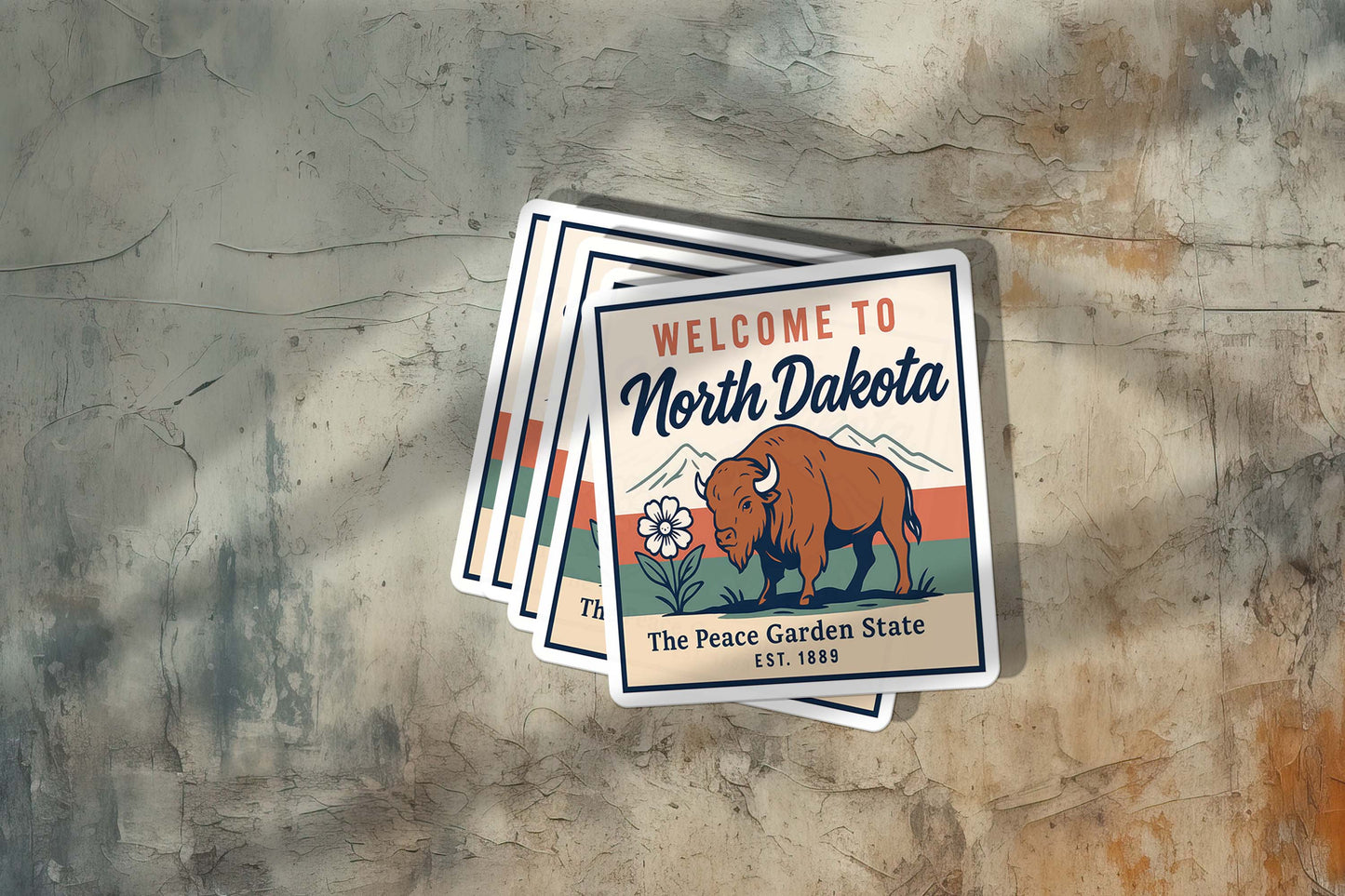 Welcome to North Dakota Vinyl Sticker – Vintage State Travel Decal
