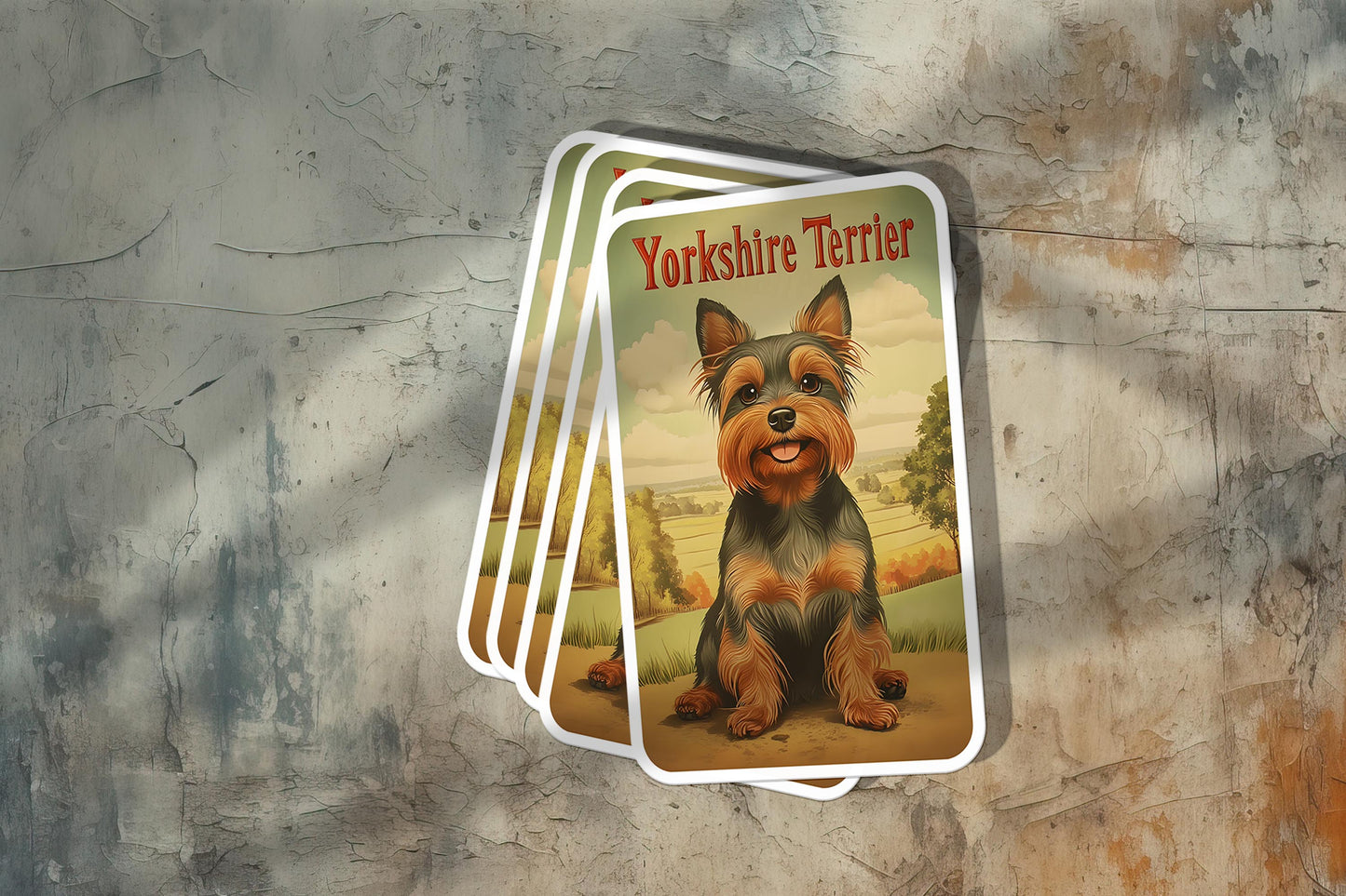 Vintage Yorkshire Terrier Sticker – Durable Vinyl Sticker