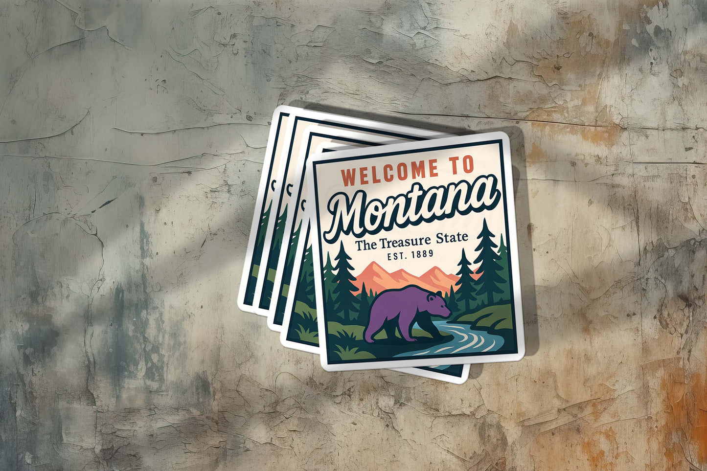 Welcome to Montana Vinyl Sticker – Vintage State Travel Decal