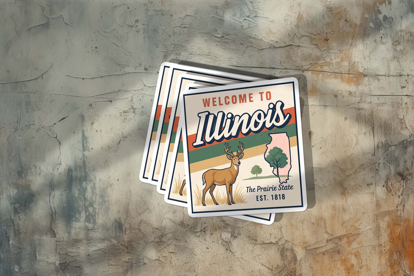 Welcome to Illinois Vinyl Sticker – Vintage State Travel Decal