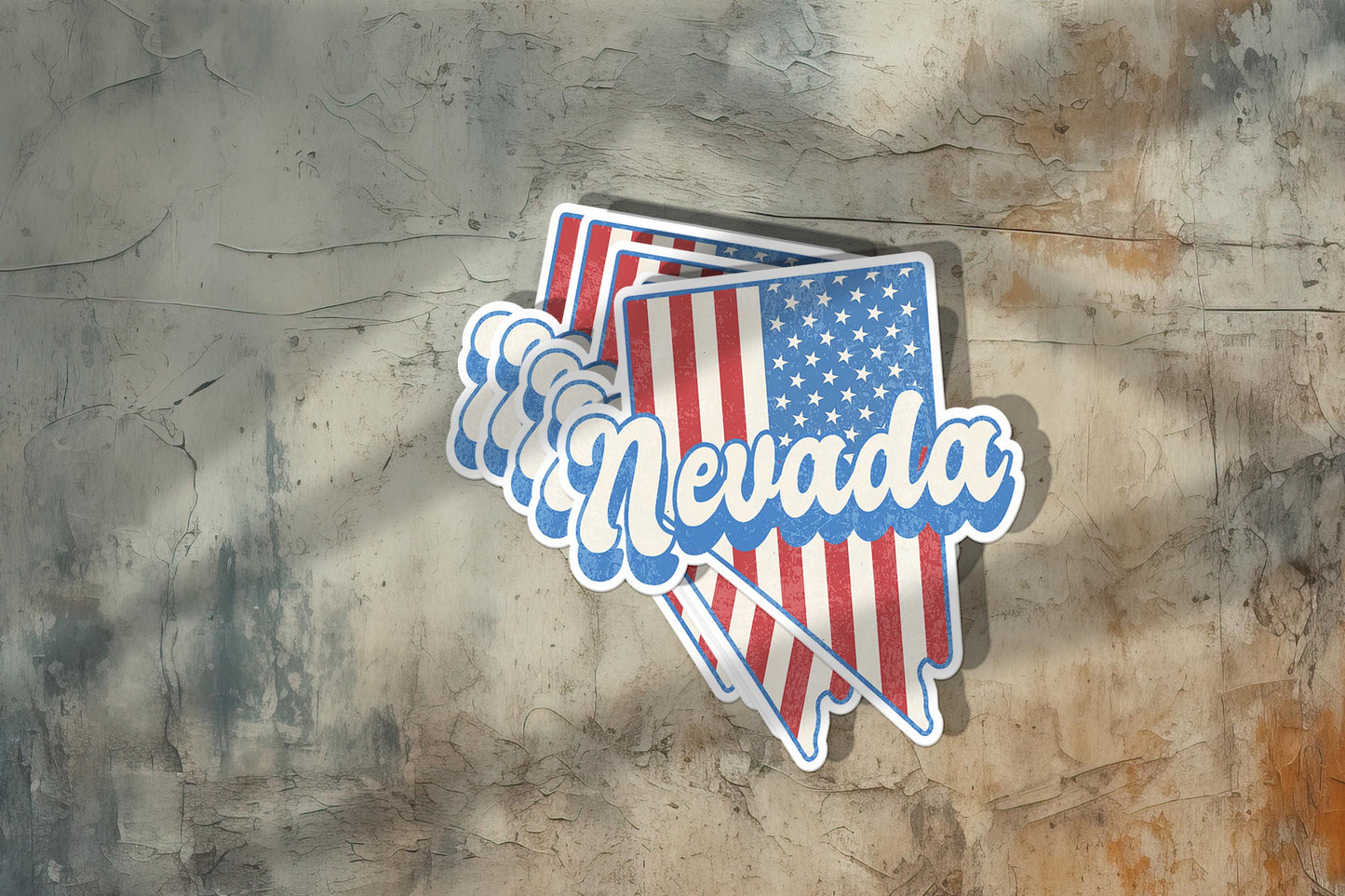 Nevada State Sticker with American Flag Background | Weatherproof Vinyl Decal
