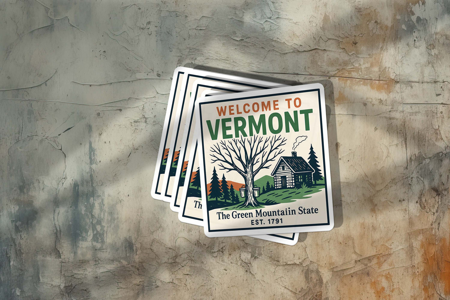 Welcome to Vermont Vinyl Sticker – Vintage State Travel Decal