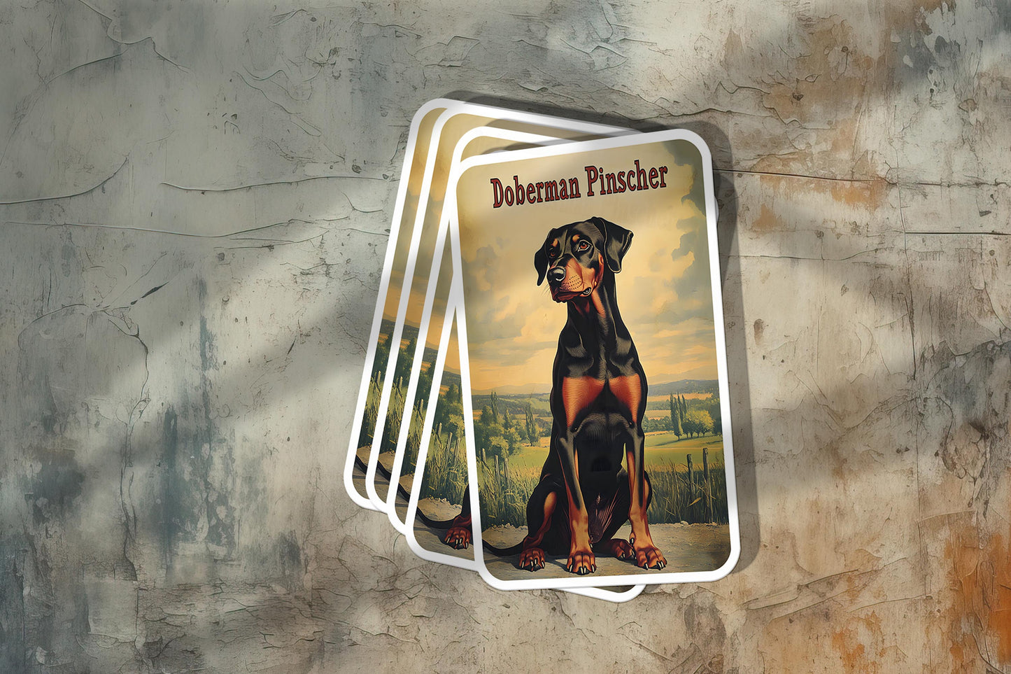 Vintage Doberman Pinscher Sticker – Durable Vinyl Sticker