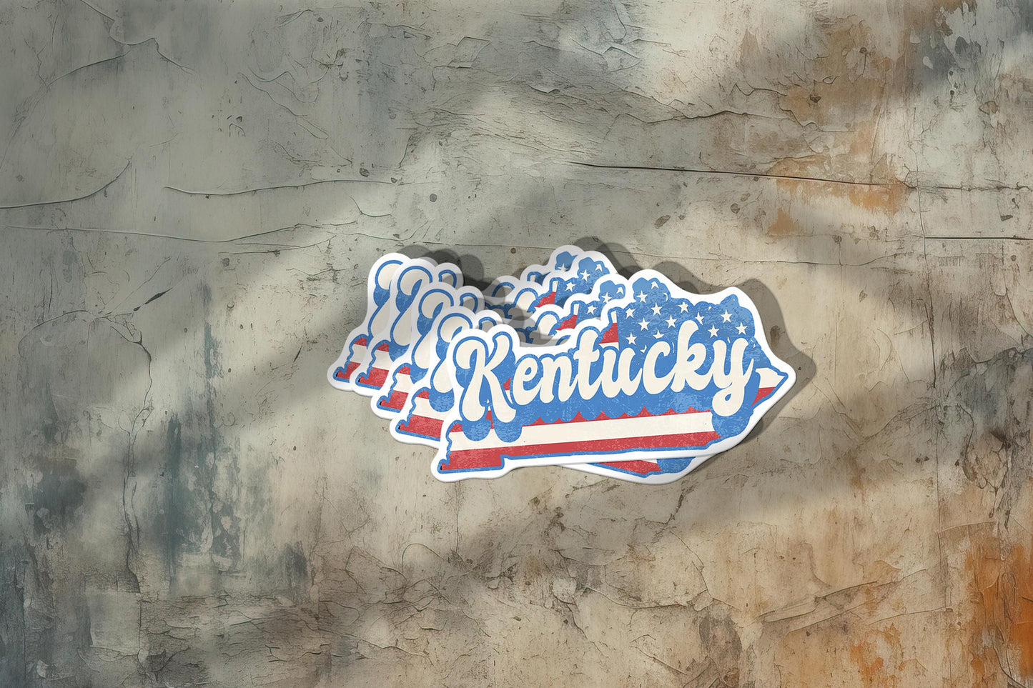Kentucky State Sticker with American Flag Background | Weatherproof Vinyl Decal