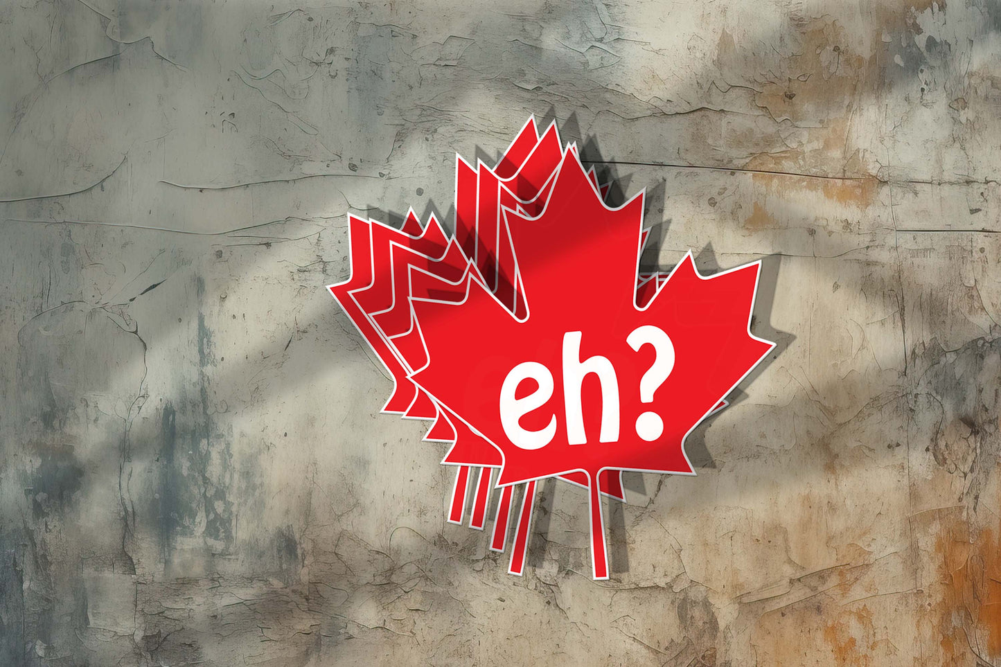 Canadian Maple Leaf “Eh?” Vinyl Sticker – Funny Canada Laptop, Water Bottle, or Car Decal