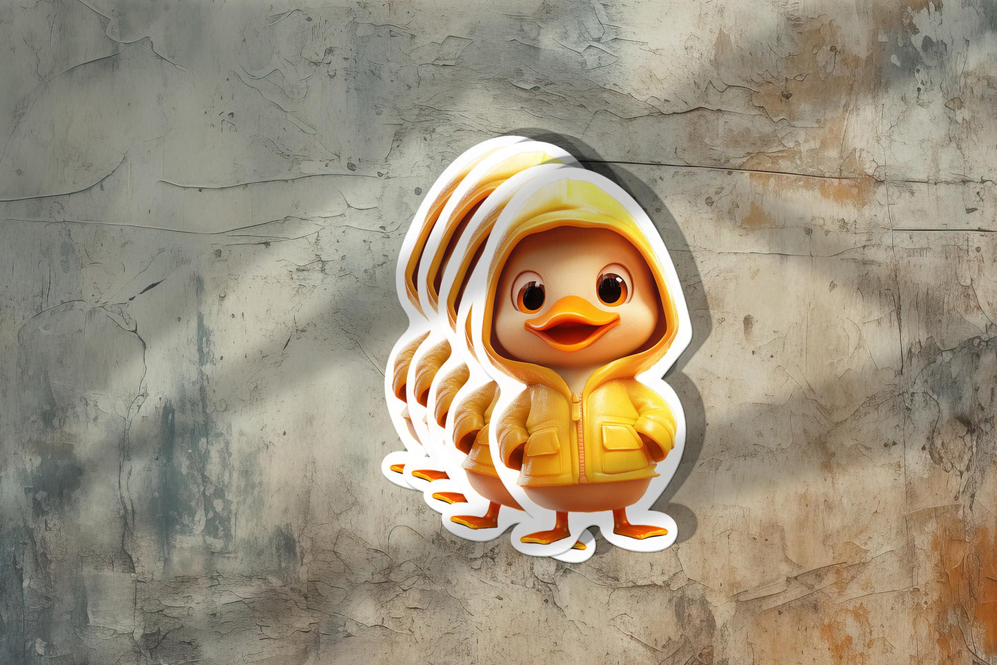 Cute Yellow Duck in Rainjacket – Weatherproof Vinyl Sticker for Any Surface!