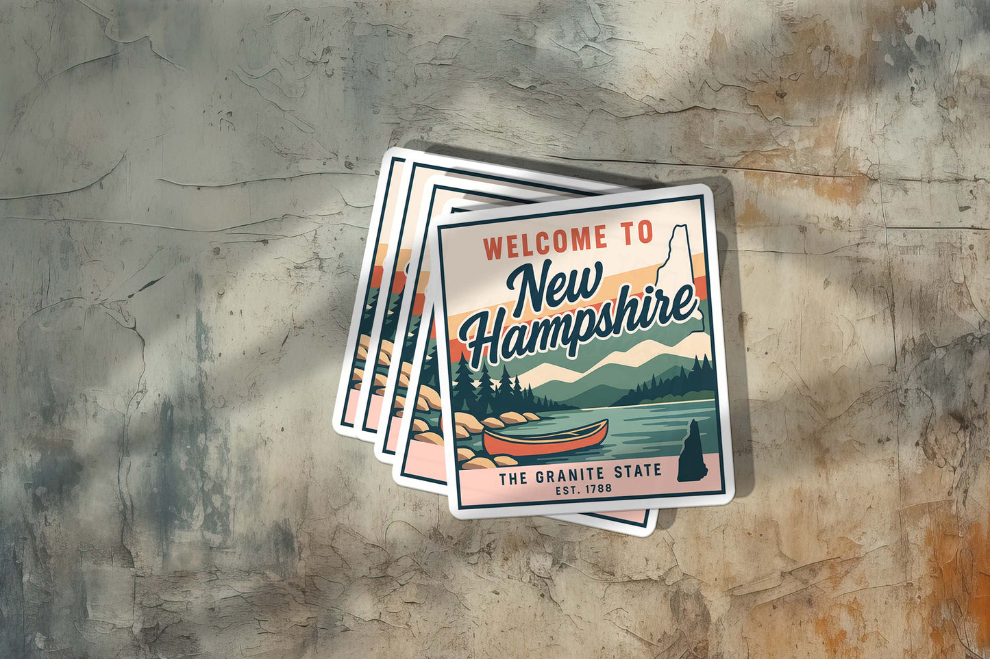Welcome to New Hampshire Vinyl Sticker – Vintage State Travel Decal