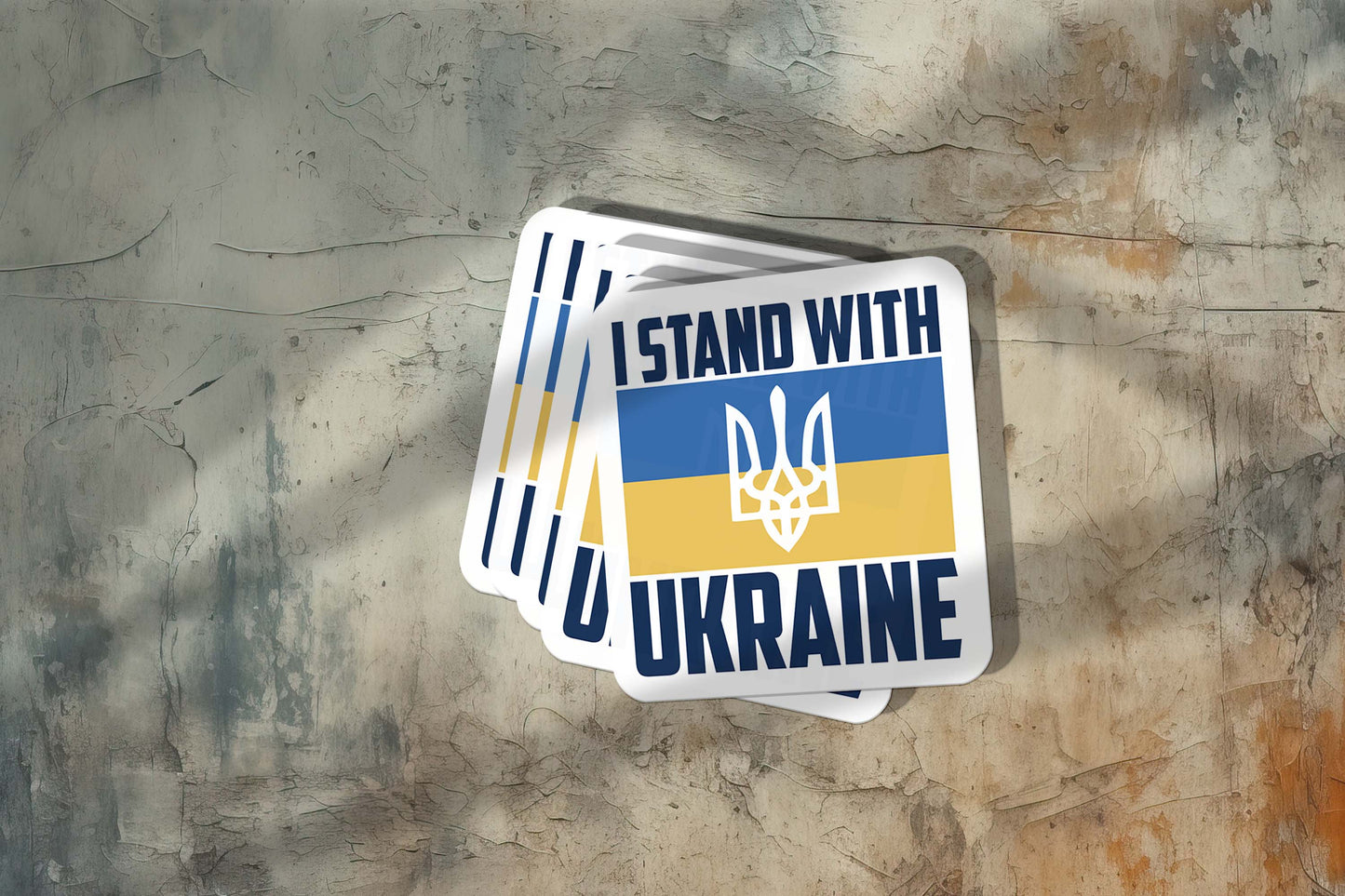 I Stand with Ukraine – Ukrainian Coat of Arms Vinyl Sticker