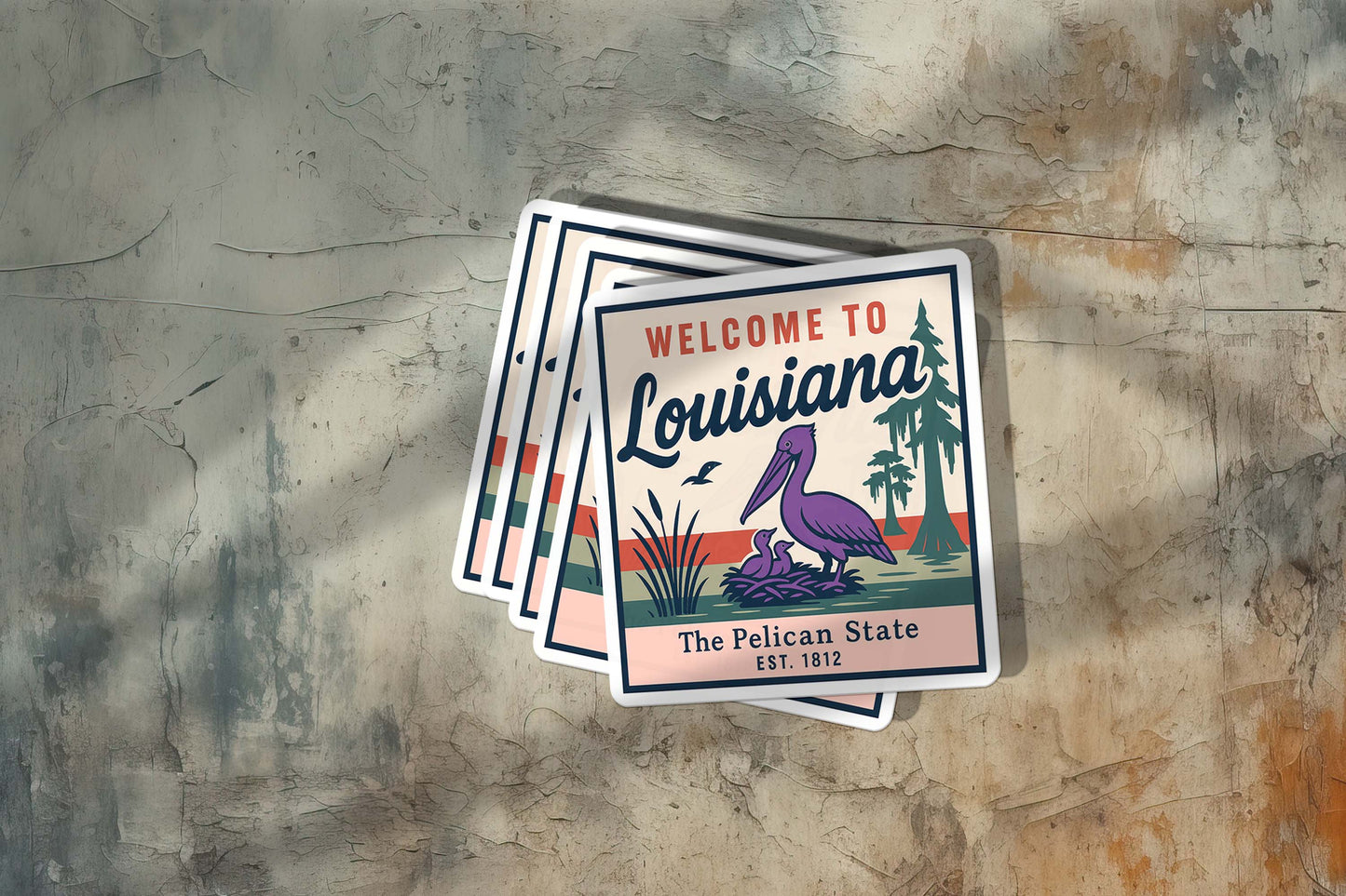 Welcome to Louisiana Vinyl Sticker – Vintage State Travel Decal