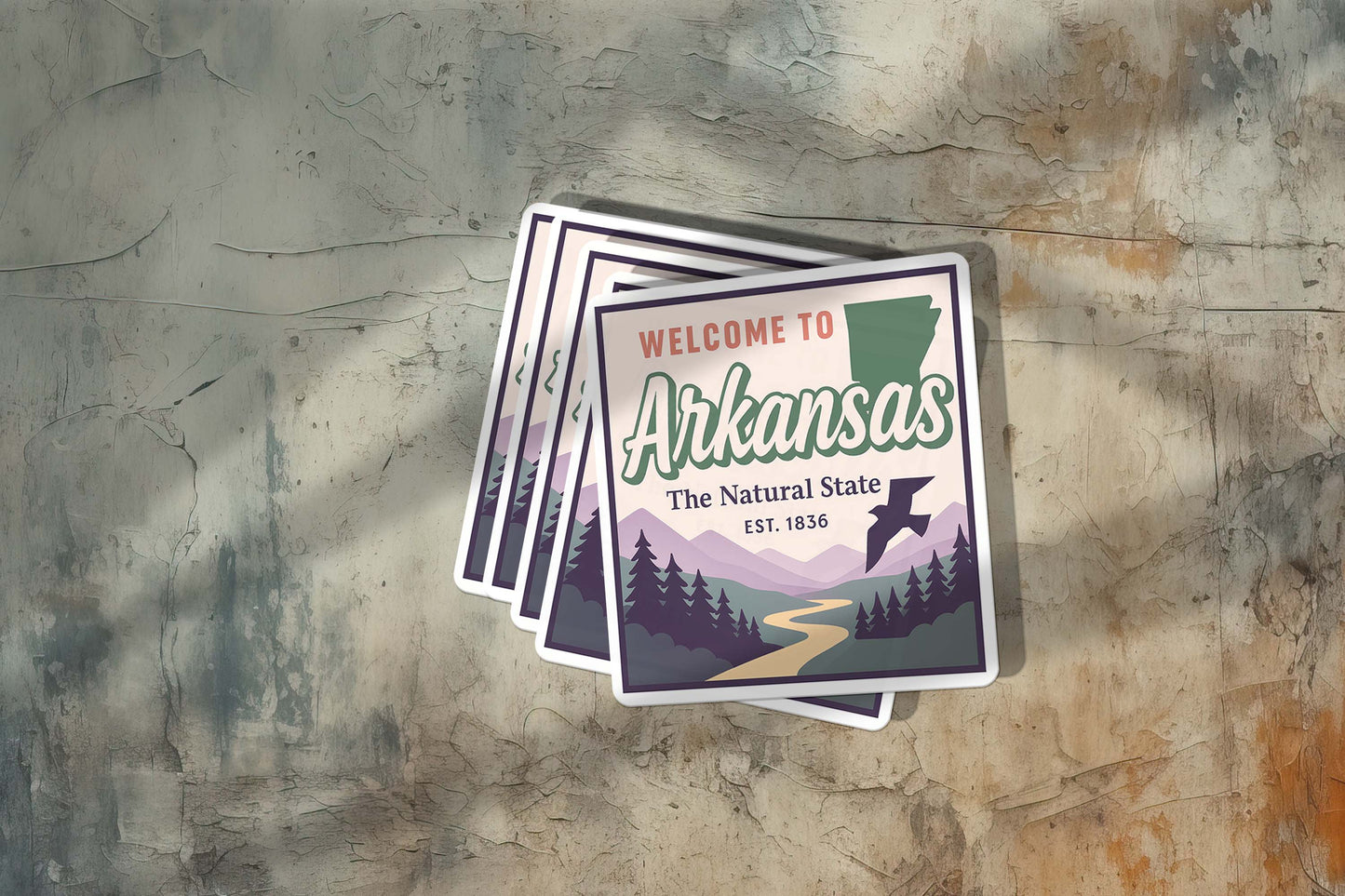Welcome to Arkansas Vinyl Sticker – Vintage State Travel Decal