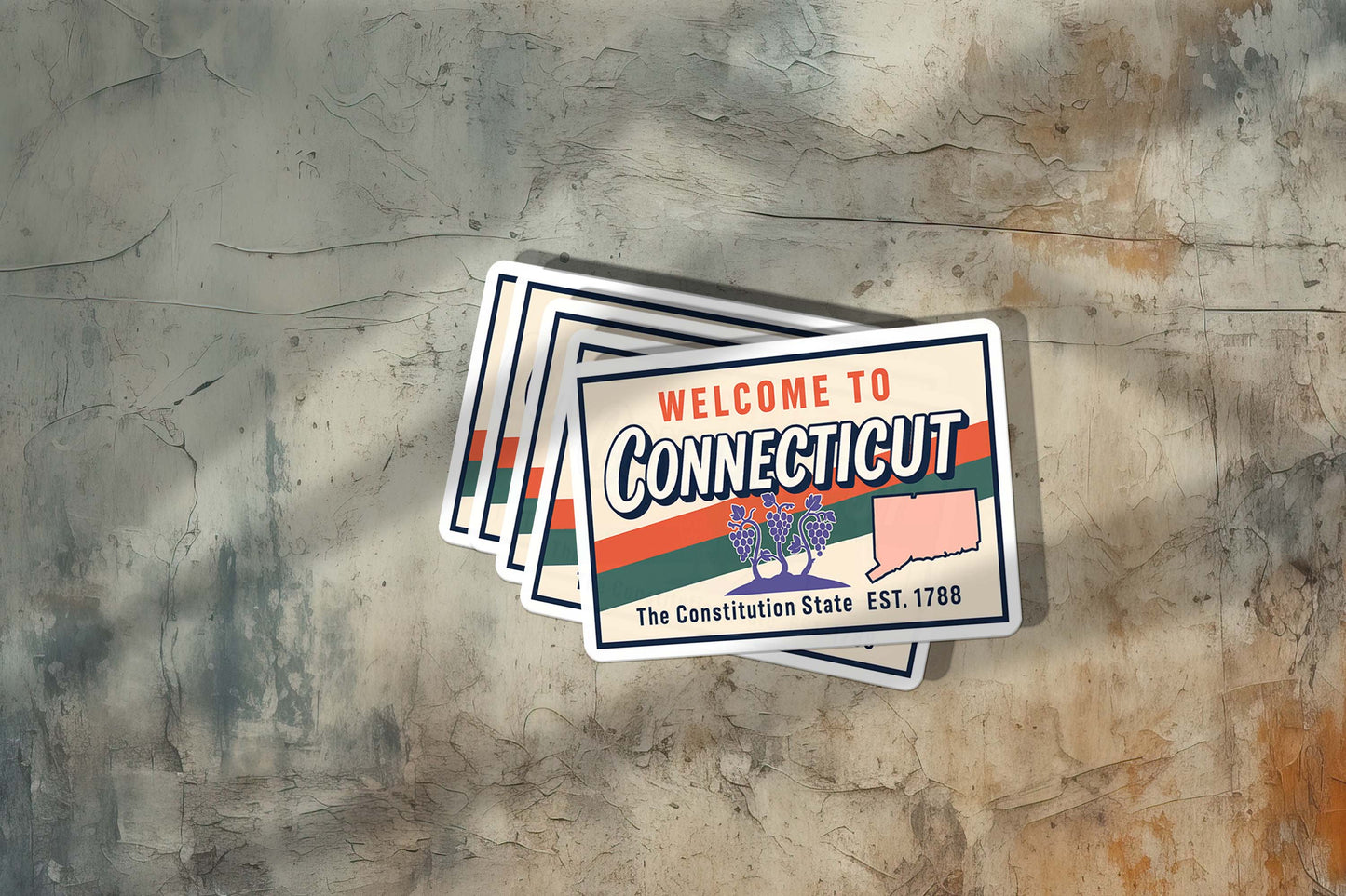 Welcome to Connecticut Vinyl Sticker – Vintage State Travel Decal