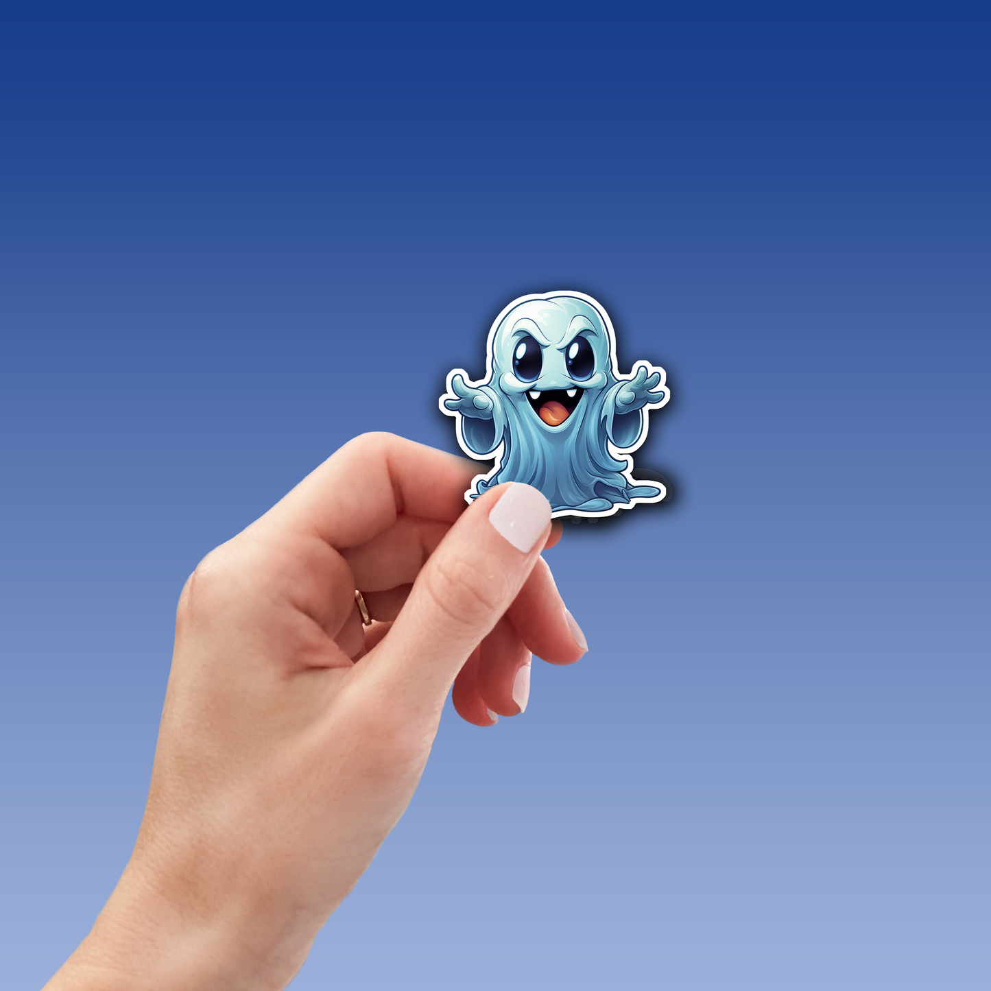 Cute Ghost Vinyl Sticker - Adorable Haunting for Your Gear