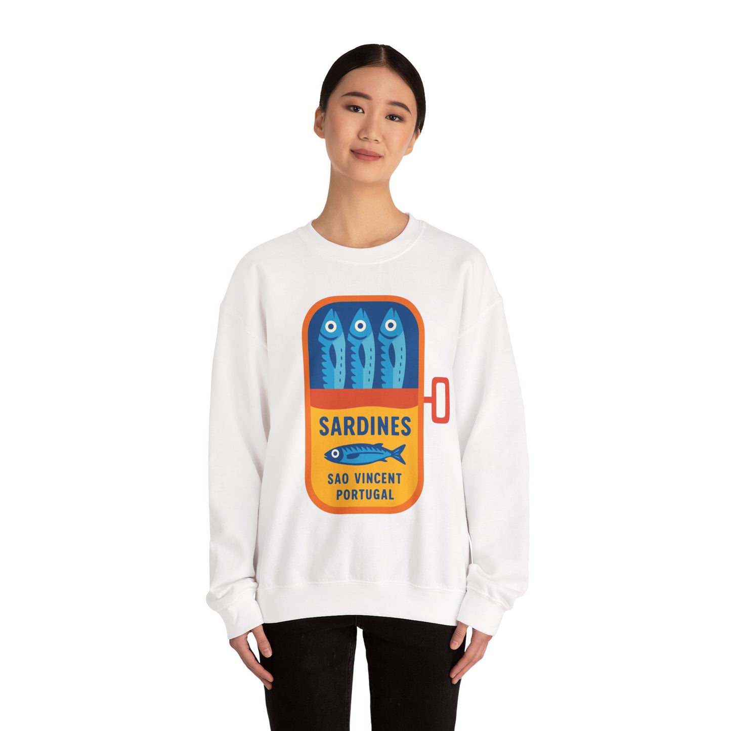 Sardines in a Can Sweatshirt | Retro Fish Can Illustration