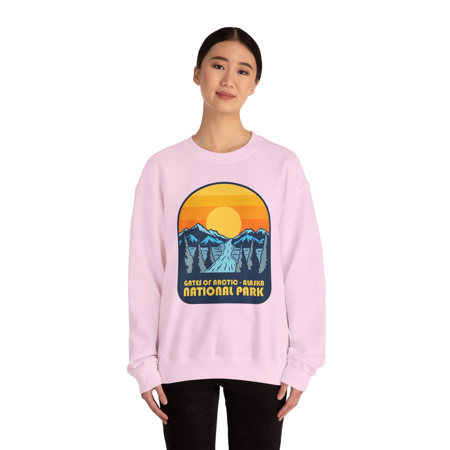 Gates of Arctic Alaska National Park Sunset Crewneck Sweatshirt | Mountain Scenic