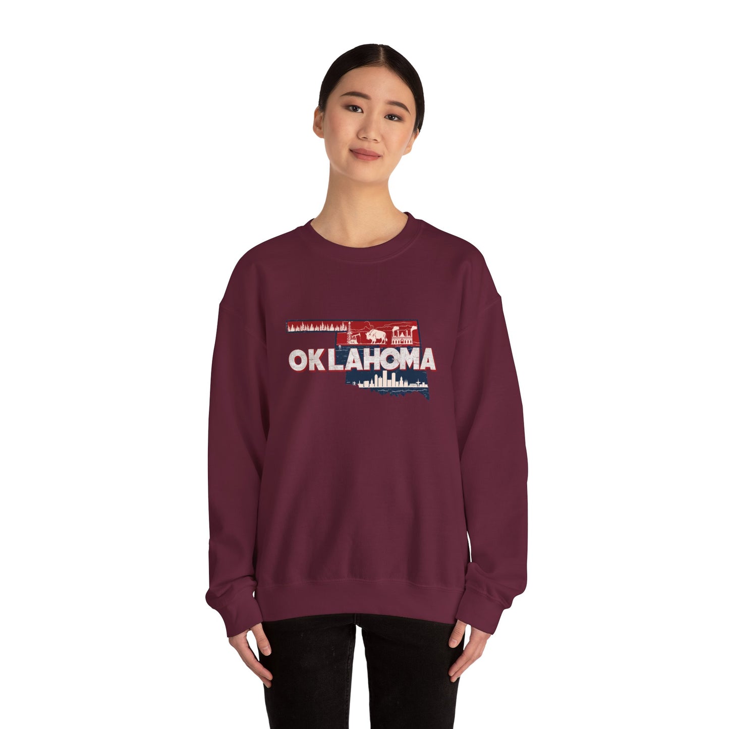 Oklahoma State Shape Skyline Crewneck Sweatshirt