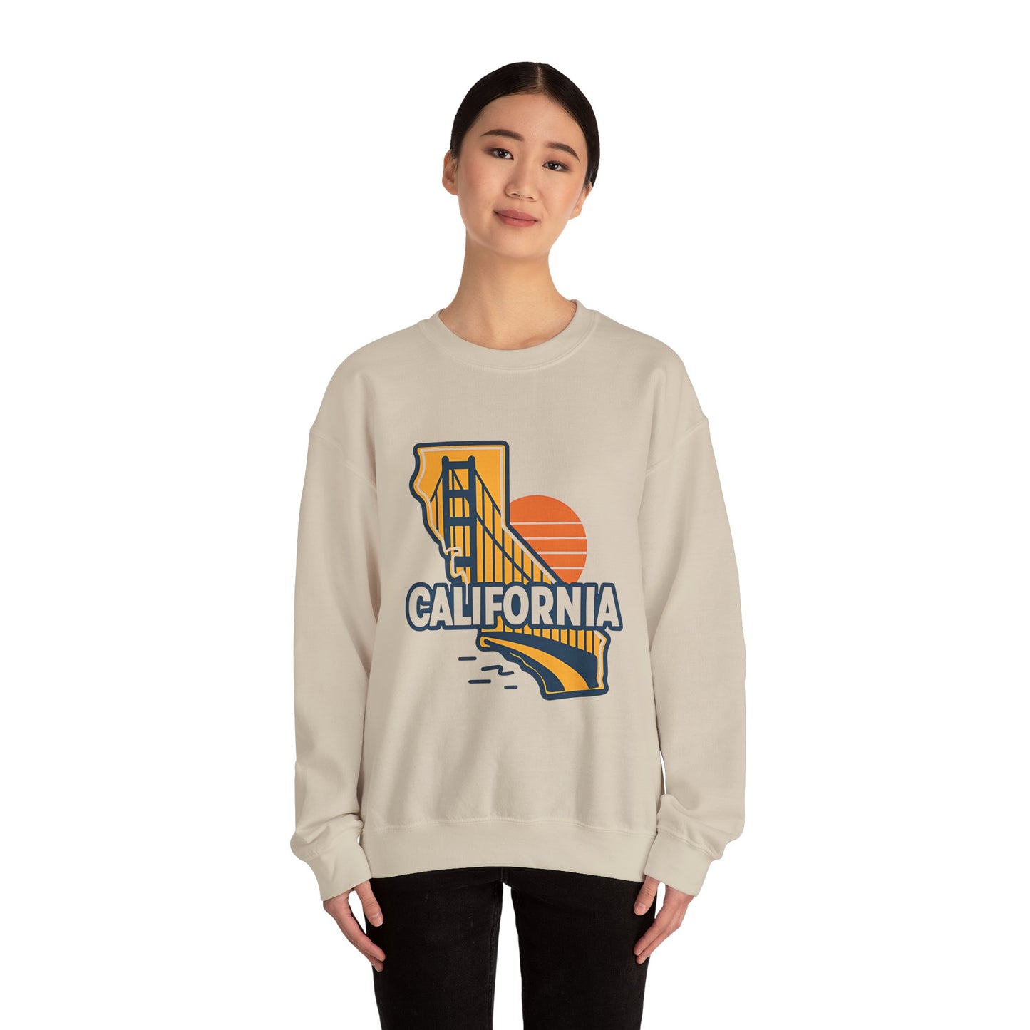 California Golden Gate Bridge Sweatshirt | State Silhouette Sunset