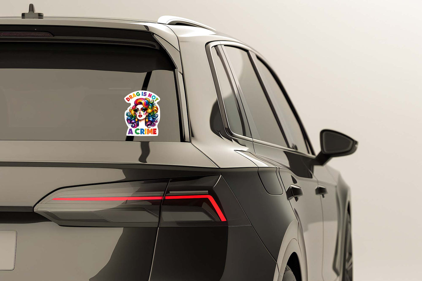 Drag Is Not a Crime – Rainbow Drag Queen Vinyl Sticker | LGBTQ+ Pride Decal for Laptop, Water Bottle, or Car