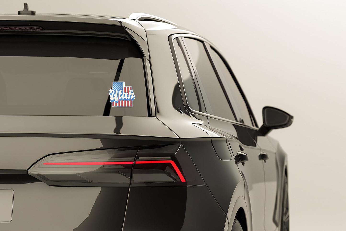 Utah State Sticker with American Flag Background | Weatherproof Vinyl Decal