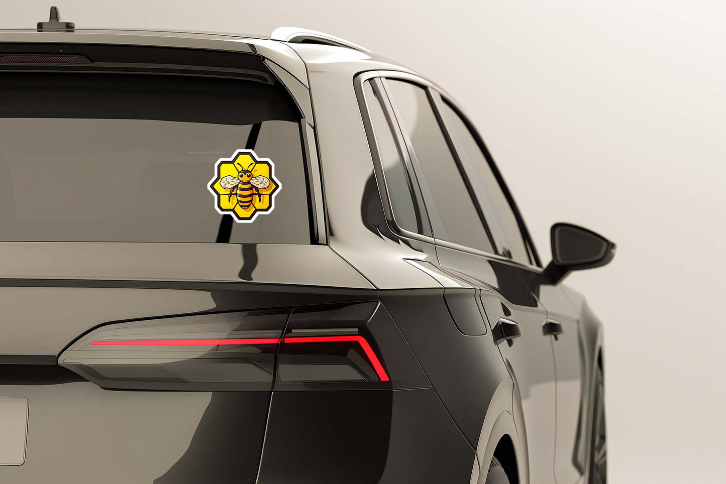 Cartoon Bee in Honeycomb Sticker – Weatherproof Vinyl for Laptops, Cups & Cars
