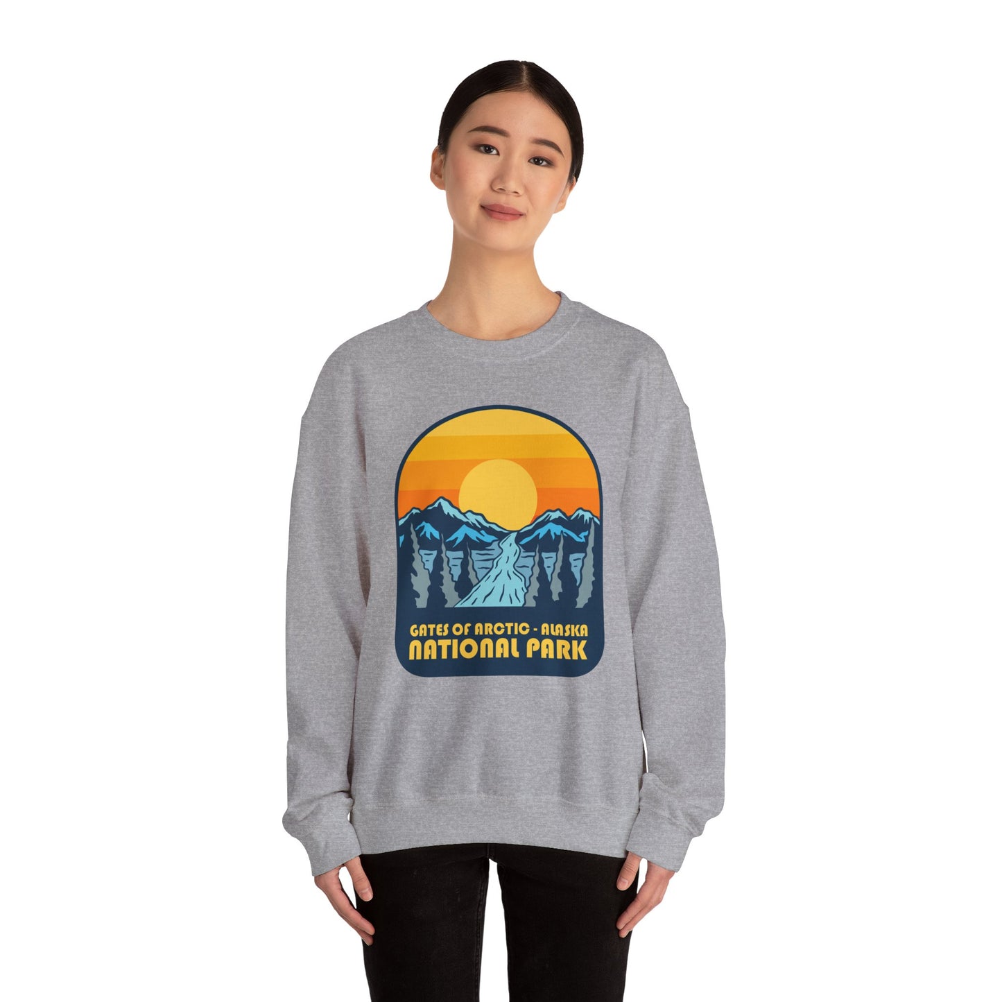 Gates of Arctic Alaska National Park Sunset Crewneck Sweatshirt | Mountain Scenic
