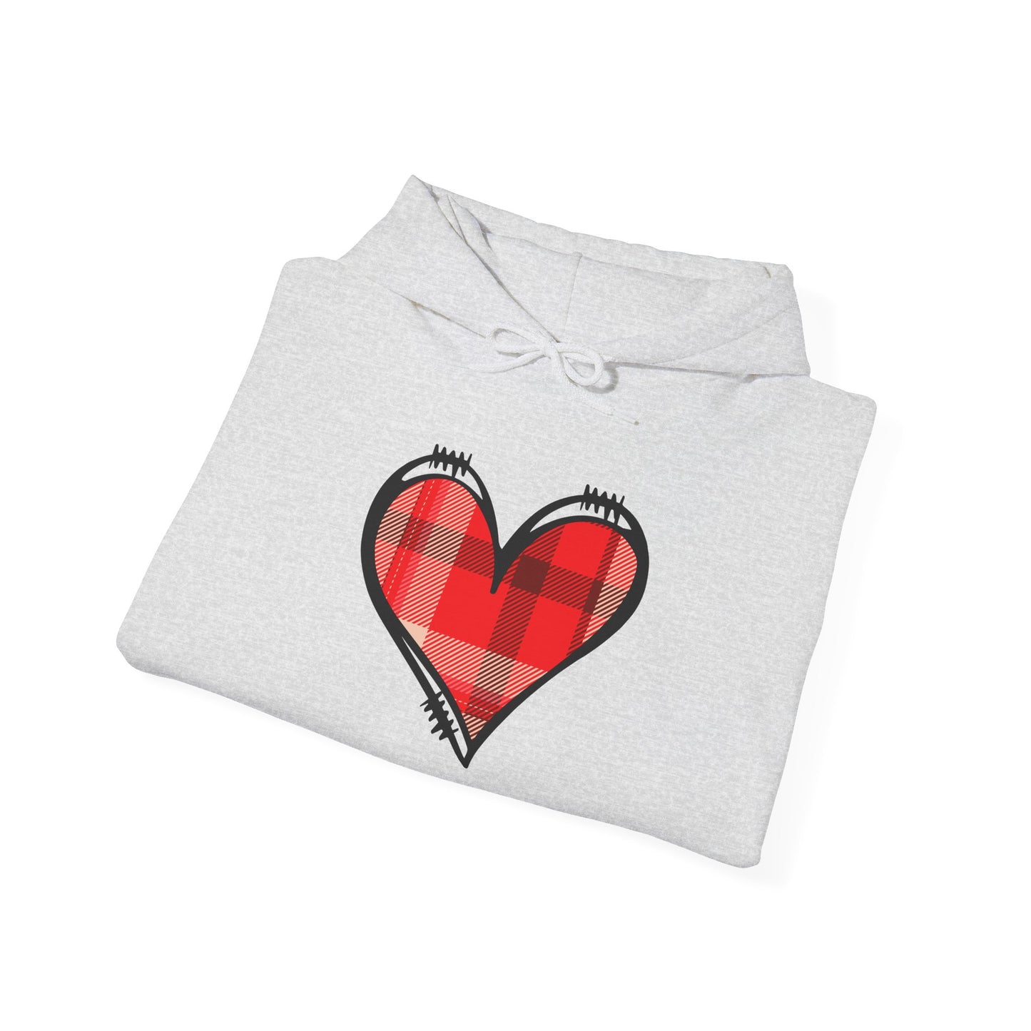 Love Hoodie with Plaid Heart on Front and Bold Love Design on Back