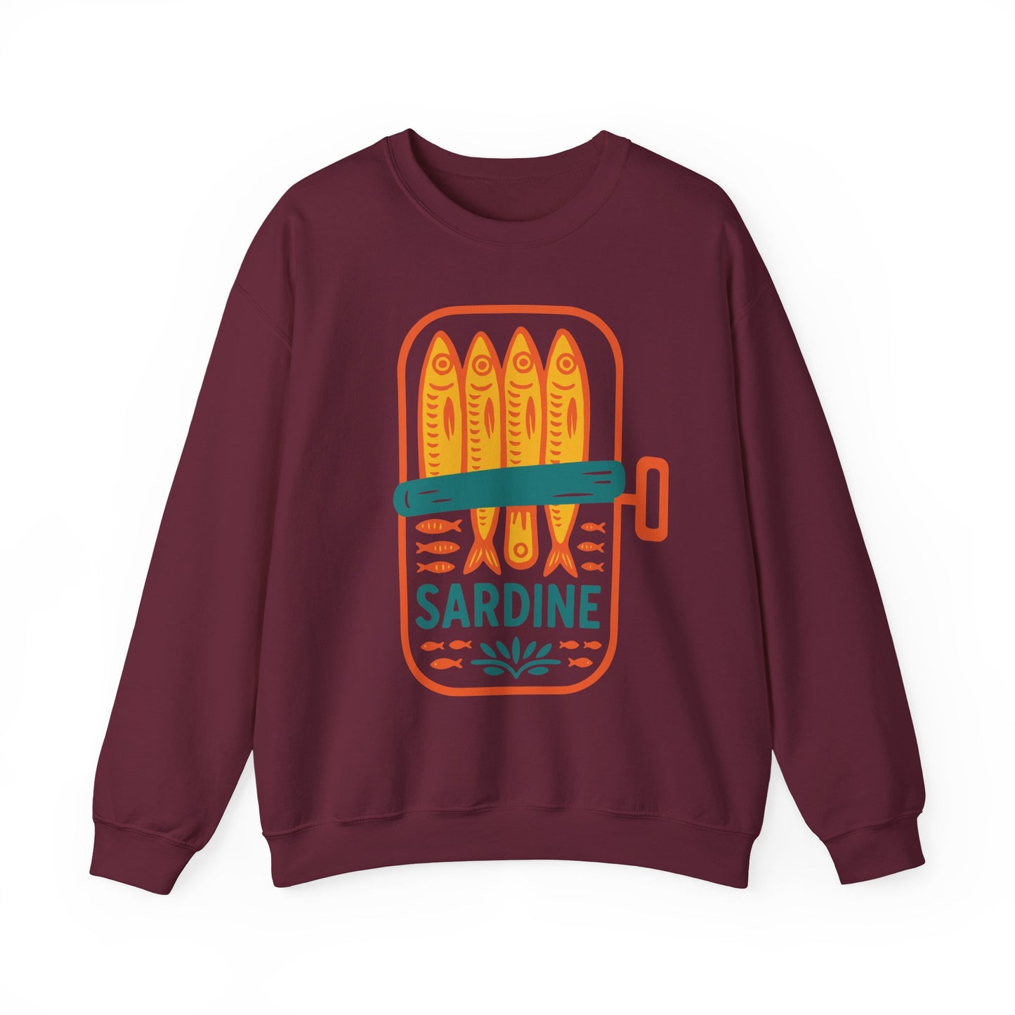 Sardine Can Illustration Sweatshirt | Retro Fish Graphic Crewneck