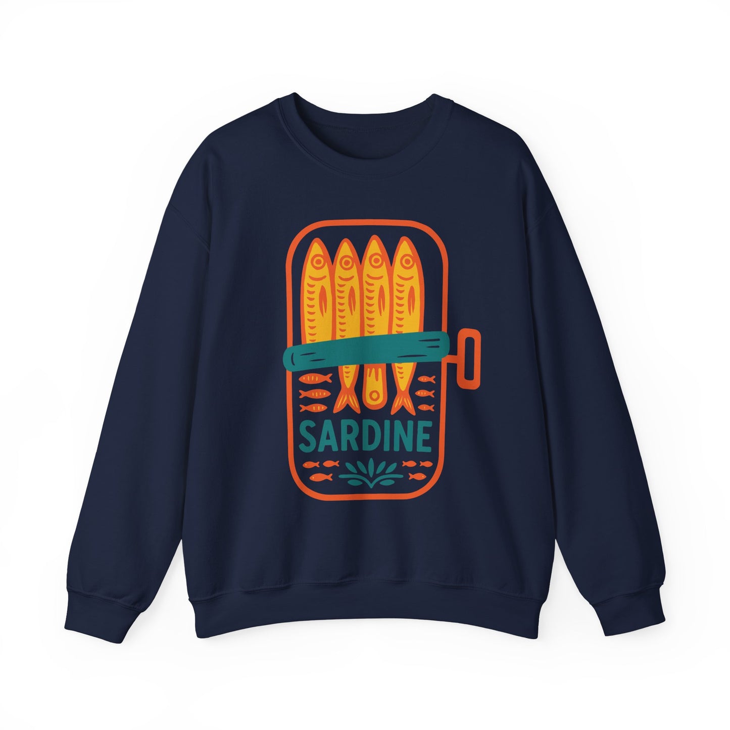 Sardine Can Illustration Sweatshirt | Retro Fish Graphic Crewneck