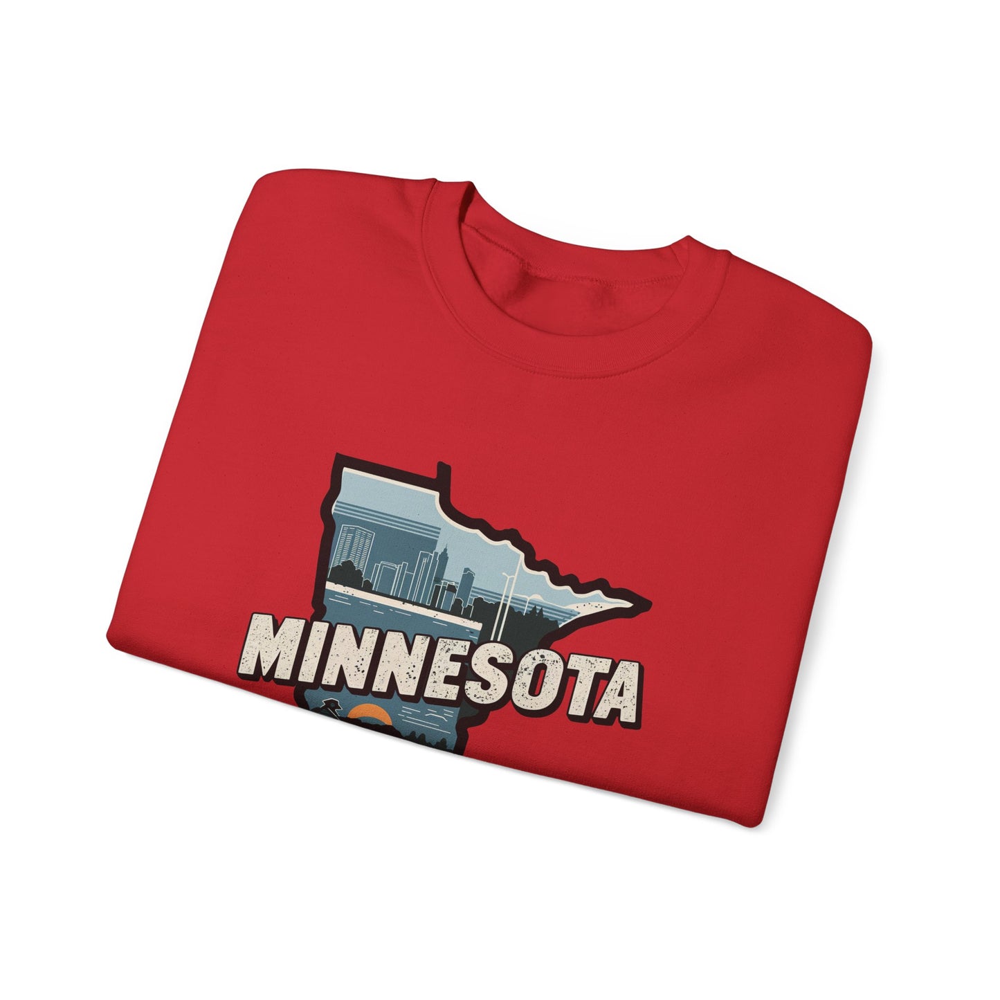 Minnesota state silhouette with skyline and loon Sweatshirt