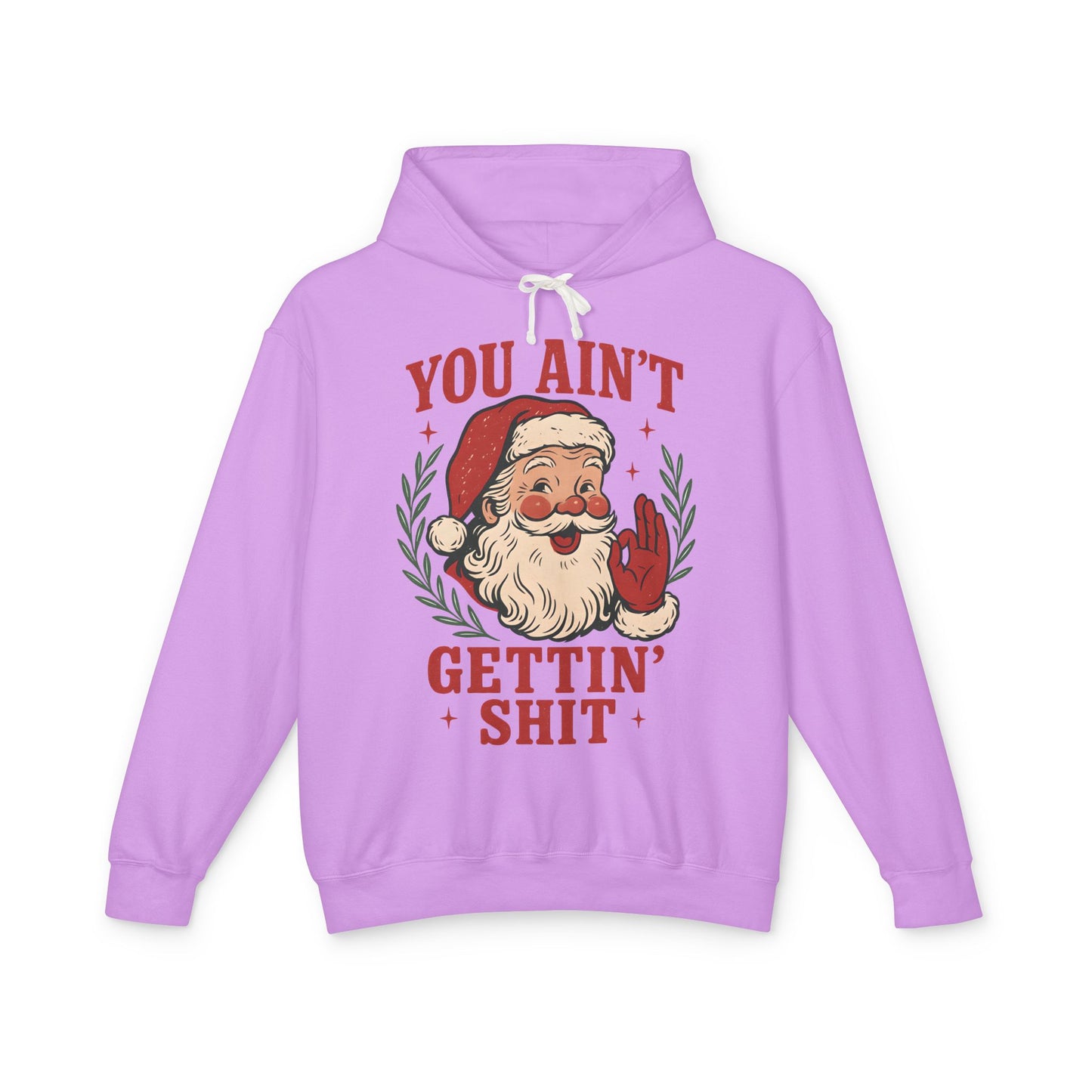 Santa Humor Unisex Lightweight Hooded Sweatshirt