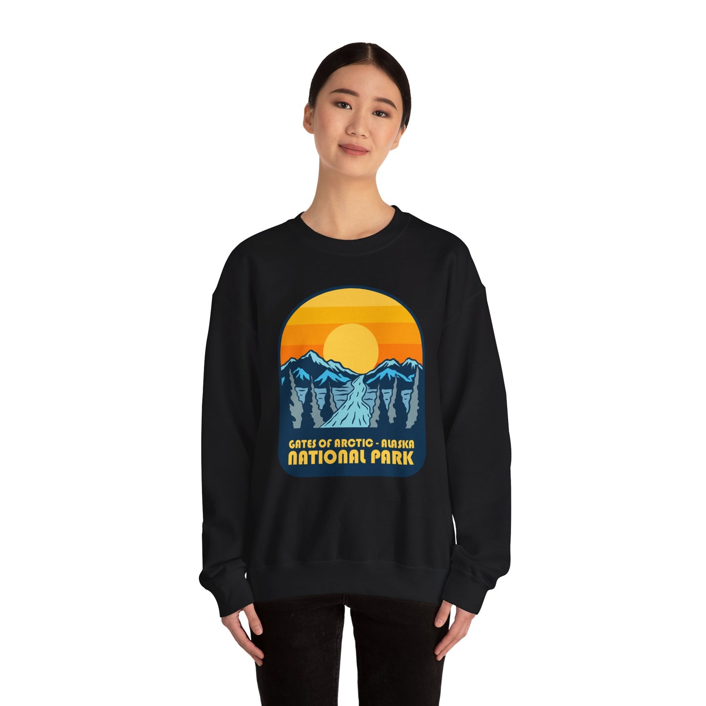 Gates of Arctic Alaska National Park Sunset Crewneck Sweatshirt | Mountain Scenic