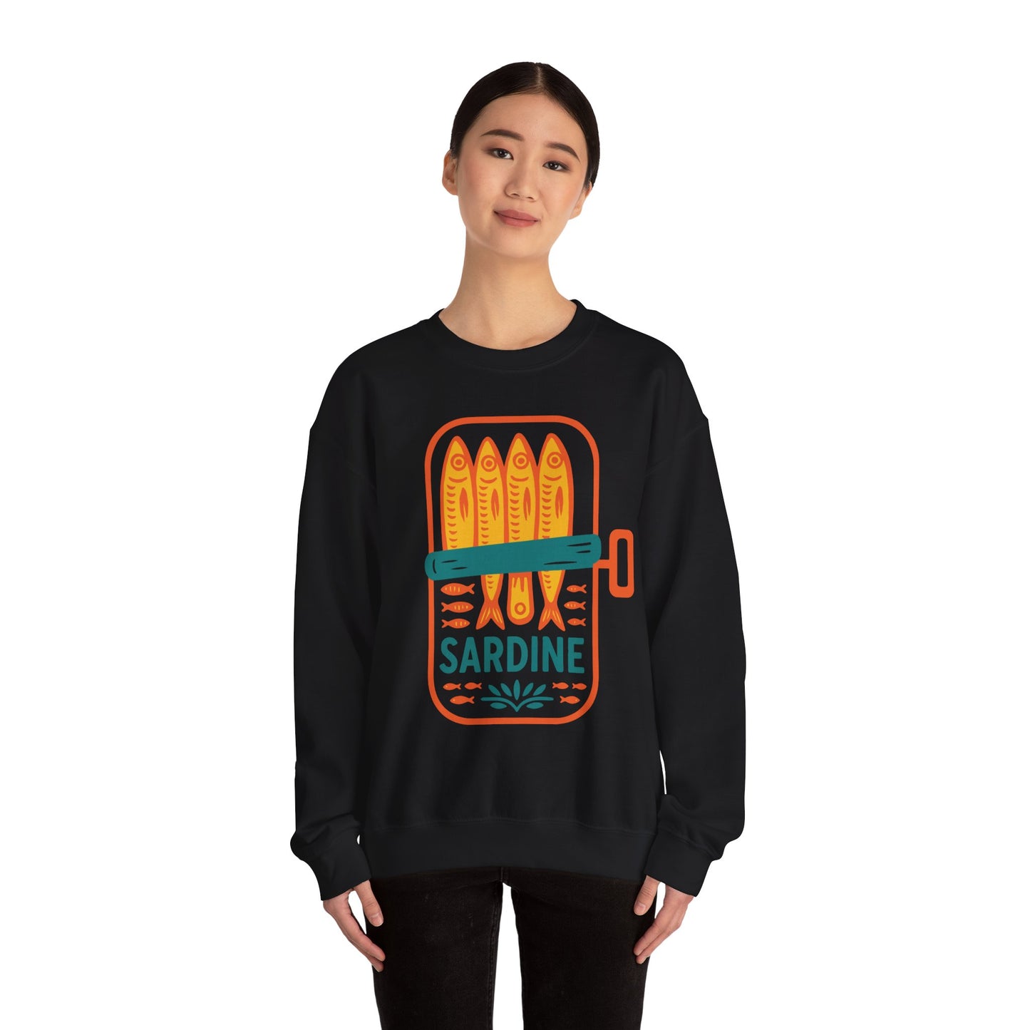 Sardine Can Illustration Sweatshirt | Retro Fish Graphic Crewneck