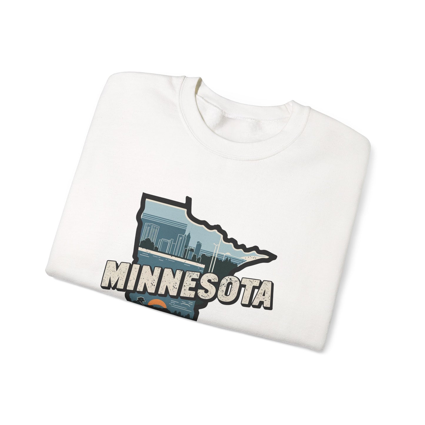 Minnesota state silhouette with skyline and loon Sweatshirt