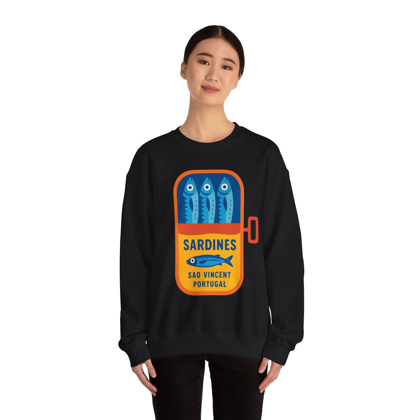 Sardines in a Can Sweatshirt | Retro Fish Can Illustration