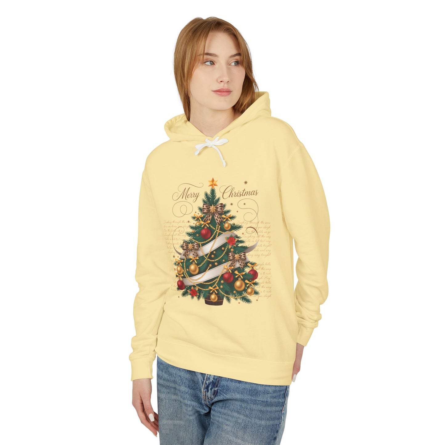 Merry Christmas Unisex Lightweight Hooded Sweatshirt