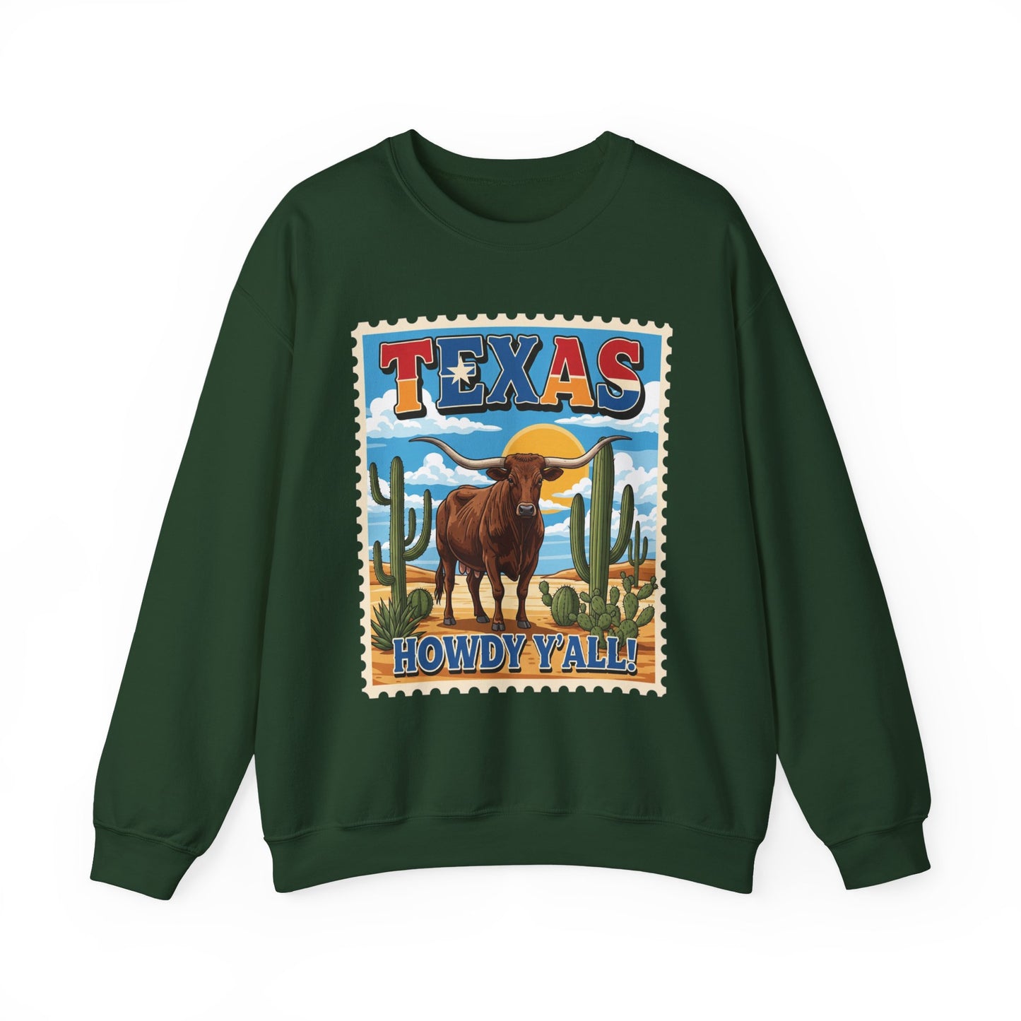 Texas Longhorn Illustration Crewneck Sweatshirt | Howdy Y'all Vintage Western