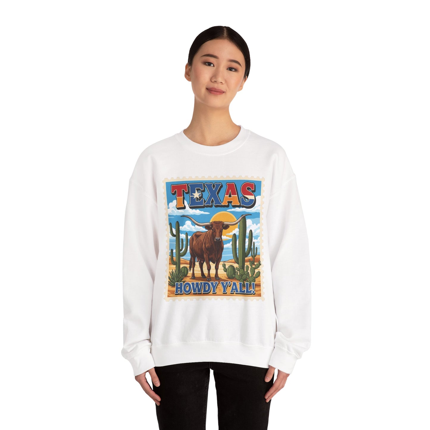 Texas Longhorn Illustration Crewneck Sweatshirt | Howdy Y'all Vintage Western