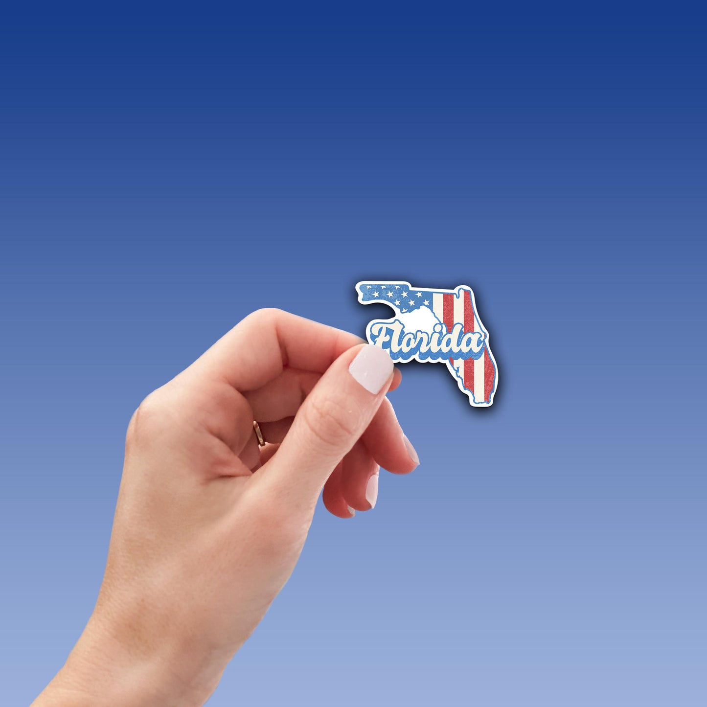 Florida State Sticker with American Flag Background | Weatherproof Vinyl Decal
